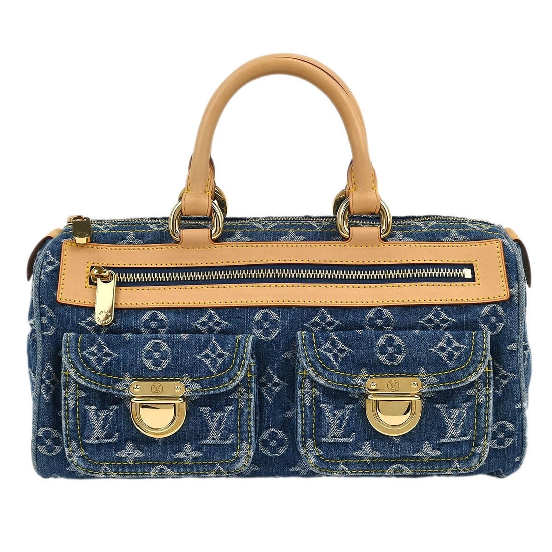 Louis Vuitton Neo Speedy Denim Handbag M95019 Blue Monogram Style: Louis Vuitton Neo Speedy Denim Handbag M95019 Blue Monogram Style This stylish Louis Vuitton Blue Monogram Denim Neo Speedy Handbag (M95019) is a perfect blend of casual elegance and luxury. Featuring