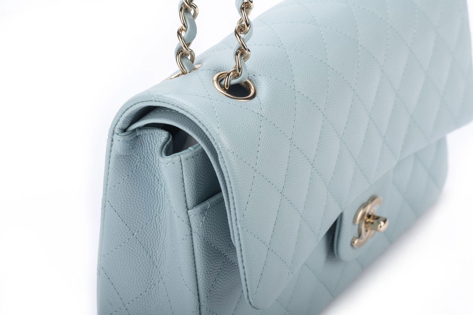 Chanel Celeste Caviar Double Flap Bag Collection 32 BNIB - 10