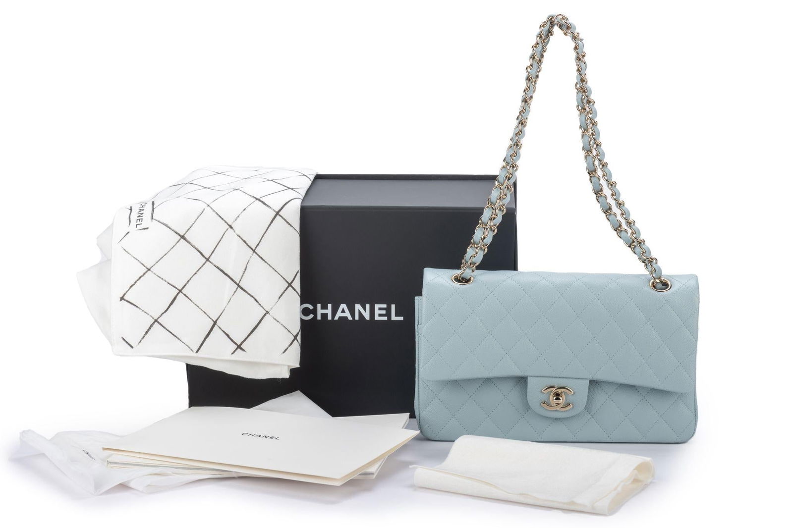 Chanel Celeste Caviar Double Flap Bag Collection 32 BNIB - 15