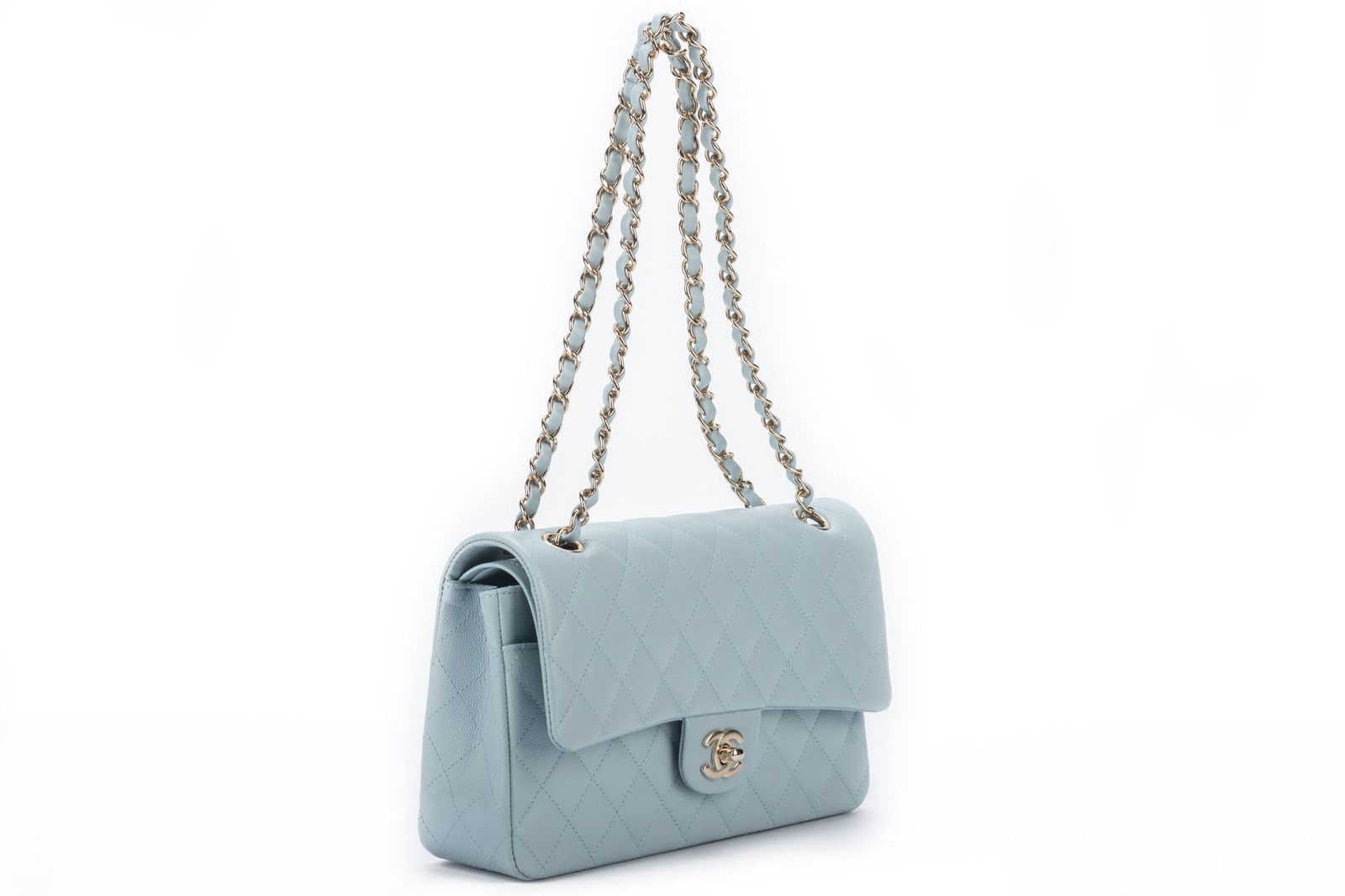 Chanel Celeste Caviar Double Flap Bag Collection 32 BNIB - 2