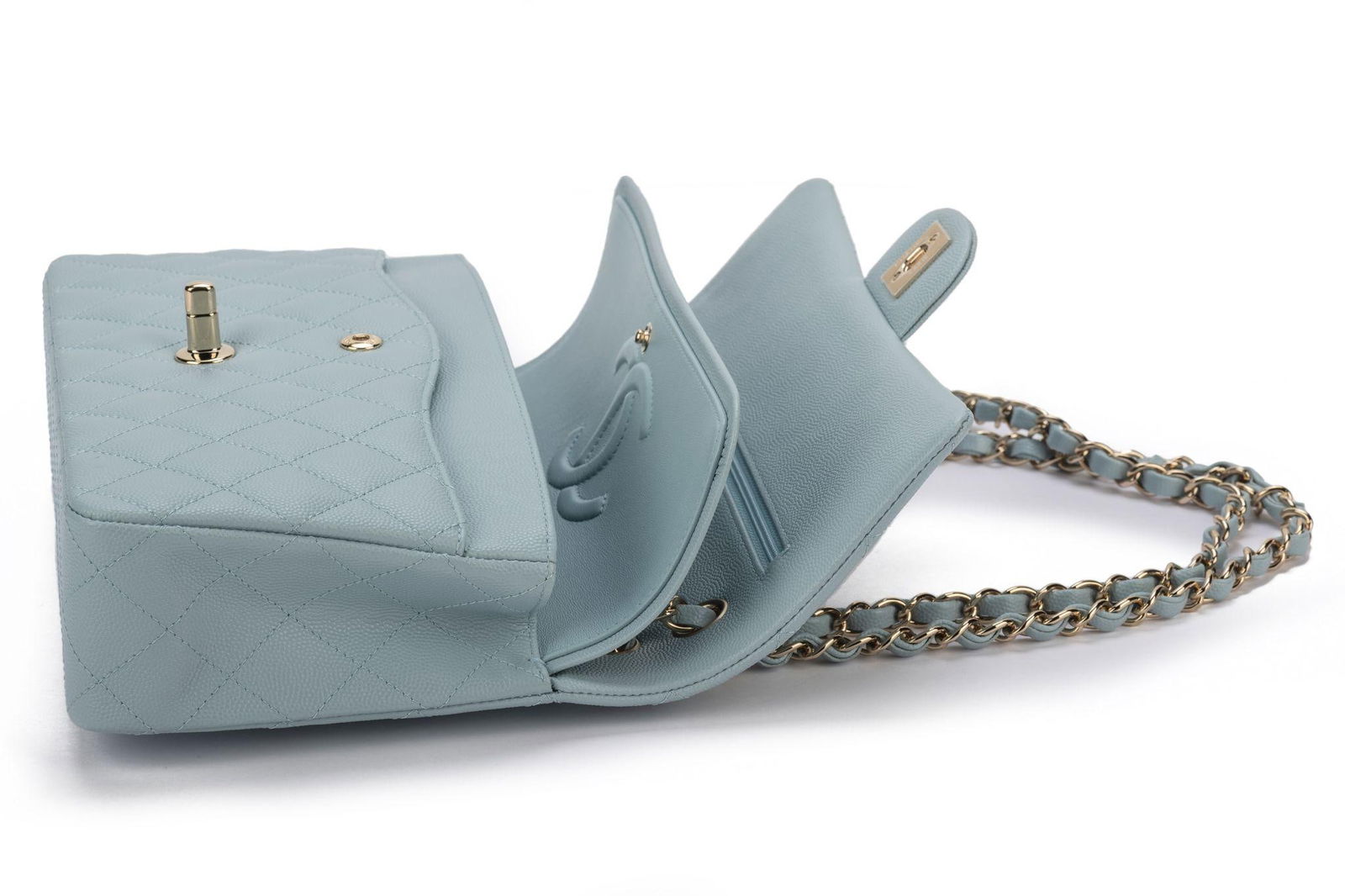 Chanel Celeste Caviar Double Flap Bag Collection 32 BNIB - 5