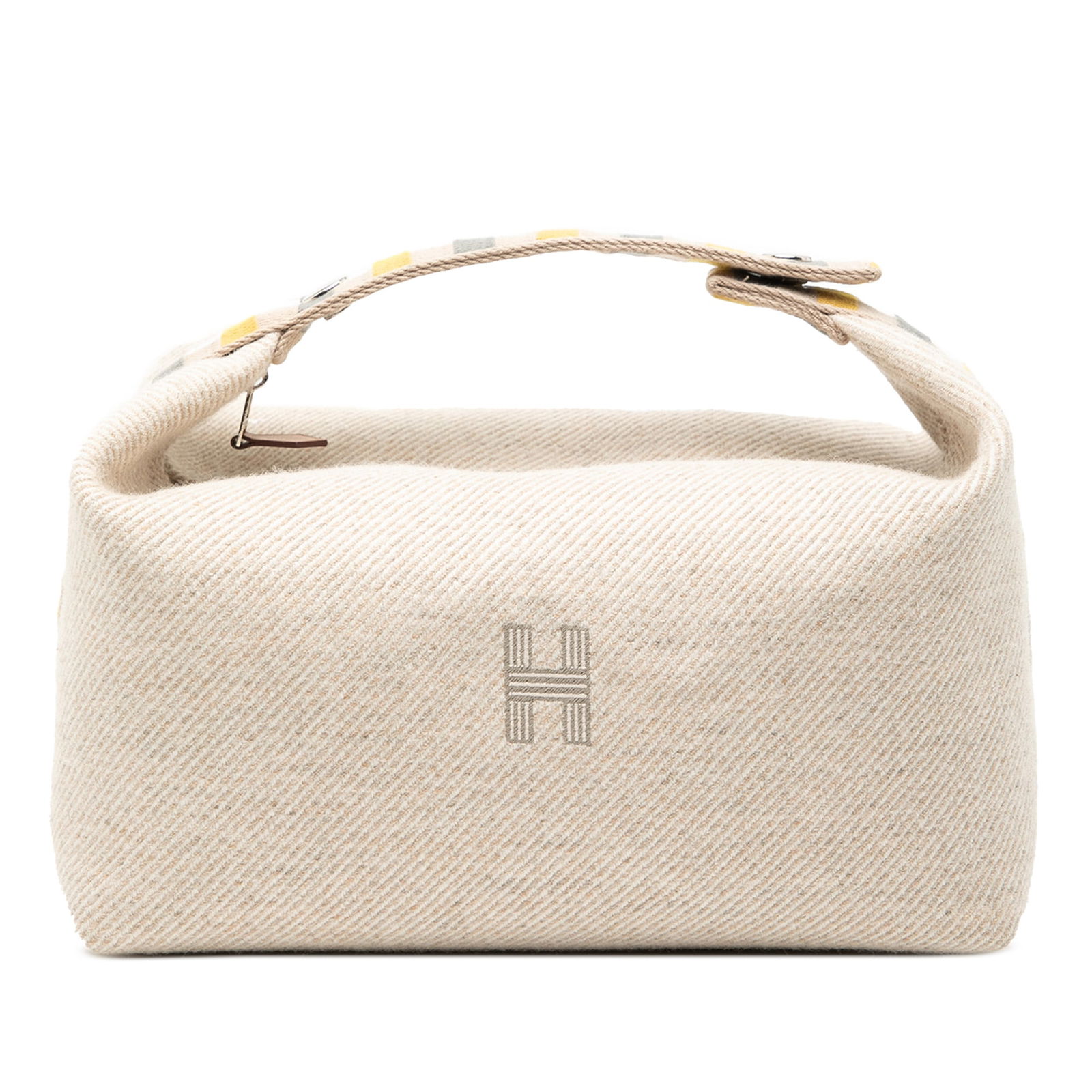 Hermes Large Wool Au Carre Bride A Brac Travel Case: Hermes Large Wool Au Carre Bride A Brac Travel Case Introducing the Hermes Large Wool Au Carre Bride A Brac Case, a stylish and functional travel accessory crafted from high-quality wool. This case fe