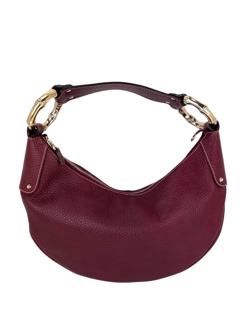 Gucci Half Moon Burgundy Leather Hobo Bag with Bamboo Handle (1 of 16)