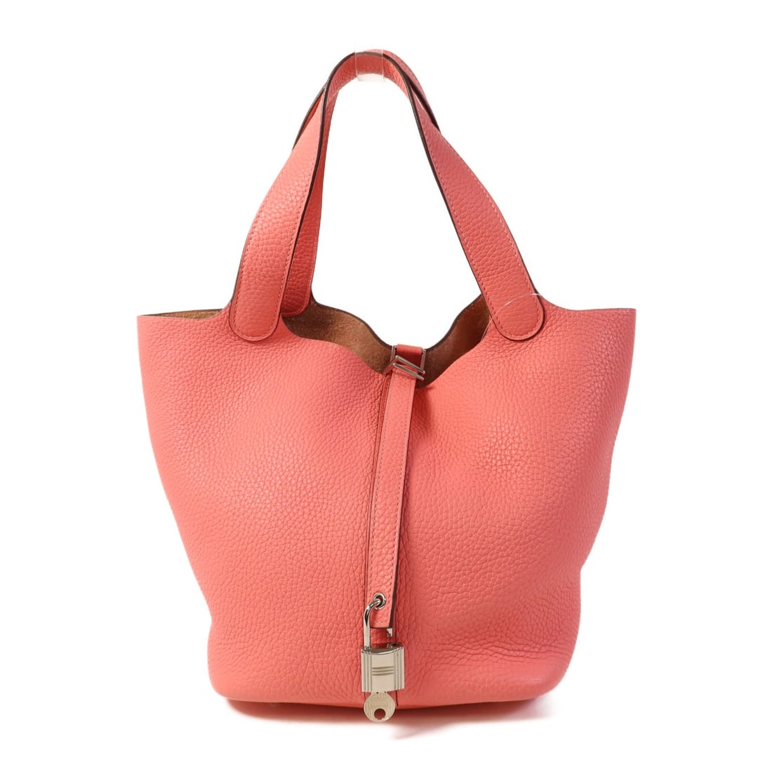 HERMES Picotin MM Bag Clemence Leather Pink Azalee PHW: HERMES Picotin MM Bag Clemence Leather Pink Azalee PHW Introducing the HERMES Picotin MM Handbag, a stylish bucket tote crafted from luxurious Clemence leather in a beautiful Rose Azalee pink. This ha