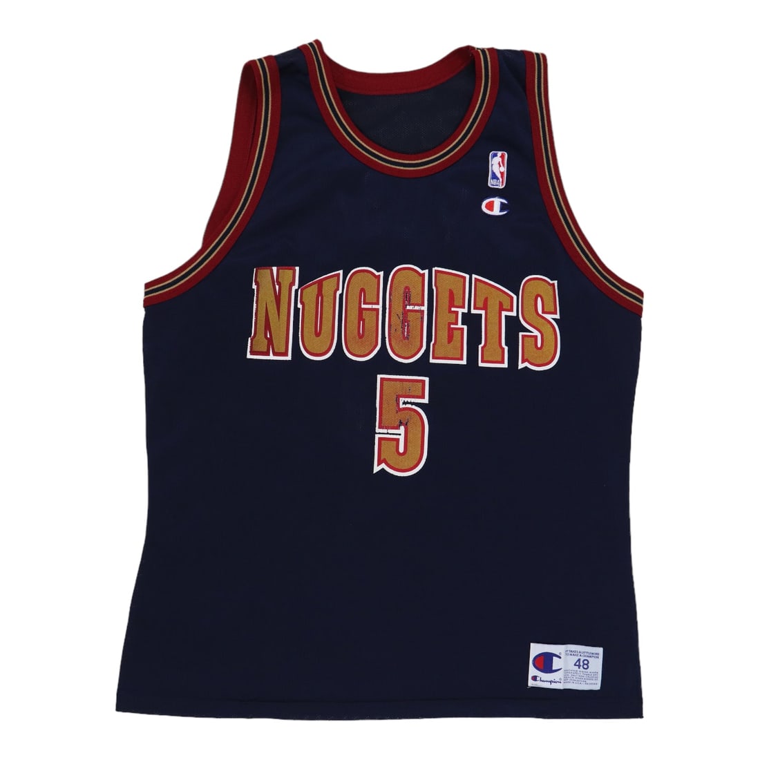 Authentic 1990s Jalen Rose Denver Nuggets Basketball Jersey: Authentic 1990s Jalen Rose Denver Nuggets Basketball Jersey Step back into the 1990s with this authentic Jalen Rose Denver Nuggets NBA Basketball Jersey. This true vintage piece showcases striking fro