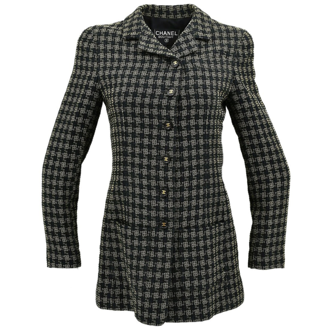 Chanel Vintage Black Single Breasted Mid-Length Jacket (1 of 10)