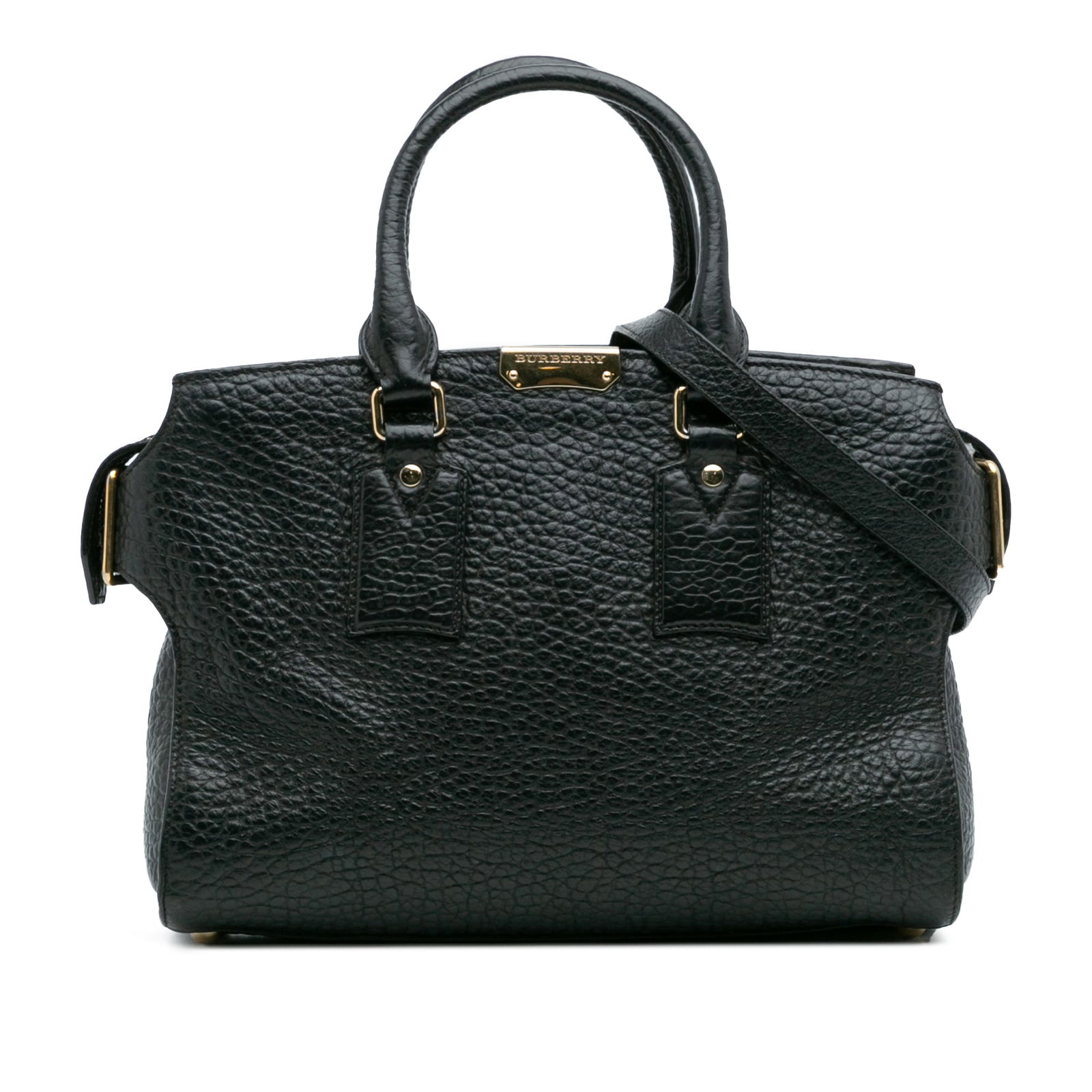 Burberry Medium Grained Leather Clifton Satchel Black (1 of 11)