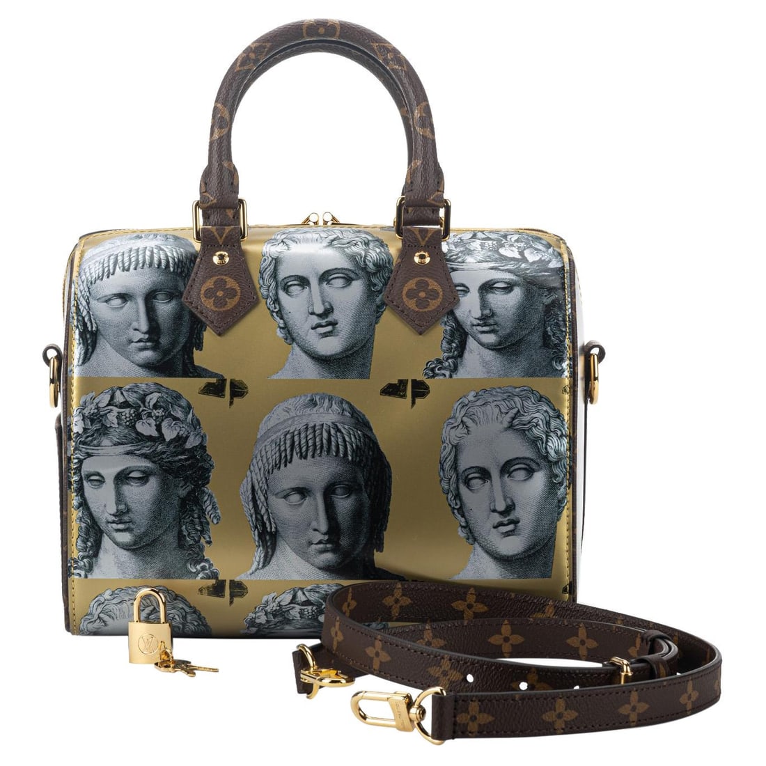 Louis Vuitton Fornasetti Speedy 25 Bandouliere Bag 2021 Limited Edition: Louis Vuitton Fornasetti Speedy 25 Bandouliere Bag 2021 Limited Edition Introducing the Louis Vuitton Fornasetti Speedy 25 Bandouliere Bag, a stunning piece from the 2021 limited edition collection de