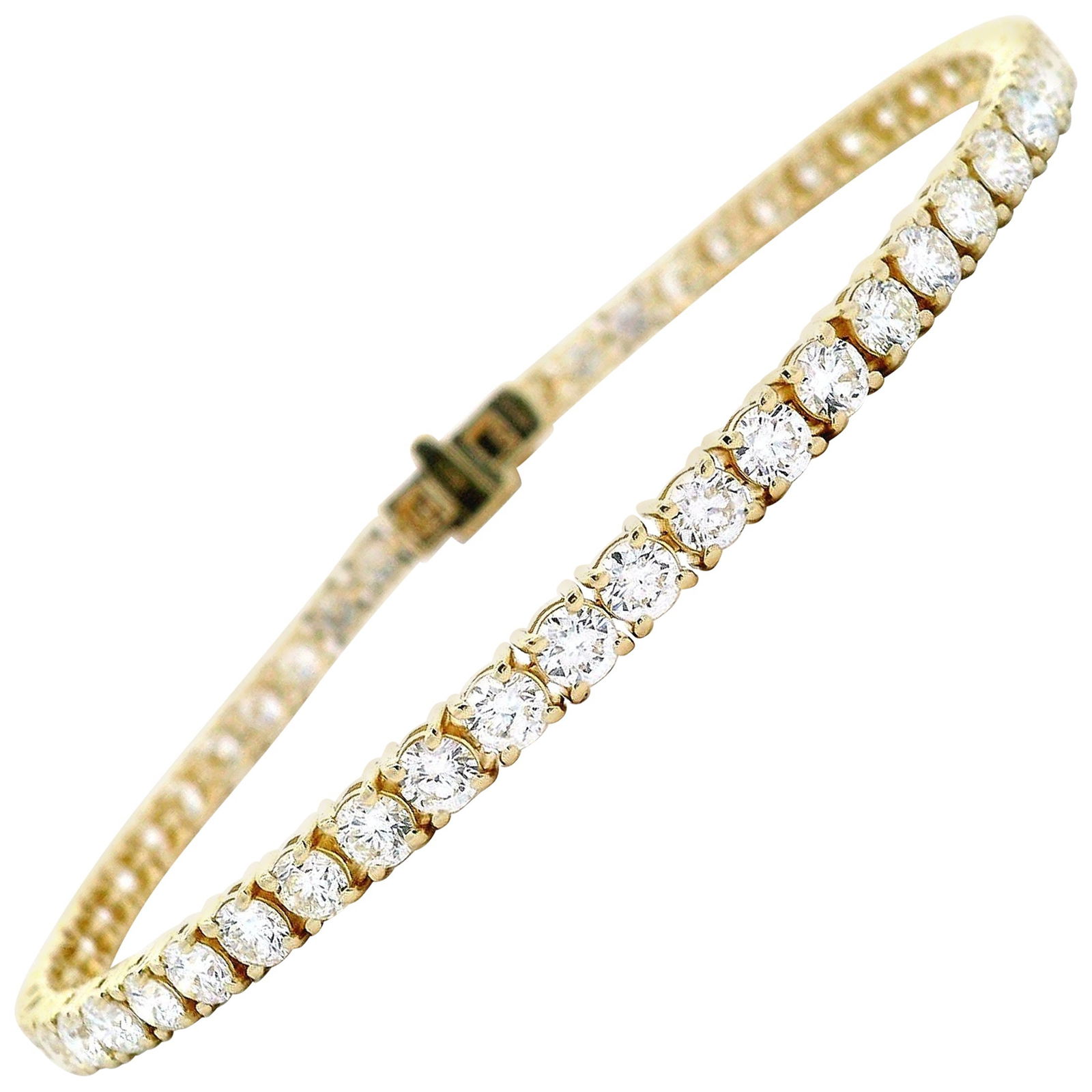 5.78ct Diamond Tennis Bracelet 18k Yellow Gold: 5.78ct Diamond Tennis Bracelet 18k Yellow Gold This exquisite diamond tennis bracelet features 53 round brilliant diamonds totaling 5.78 carats. The diamonds are approximately H/I color and VS clarity