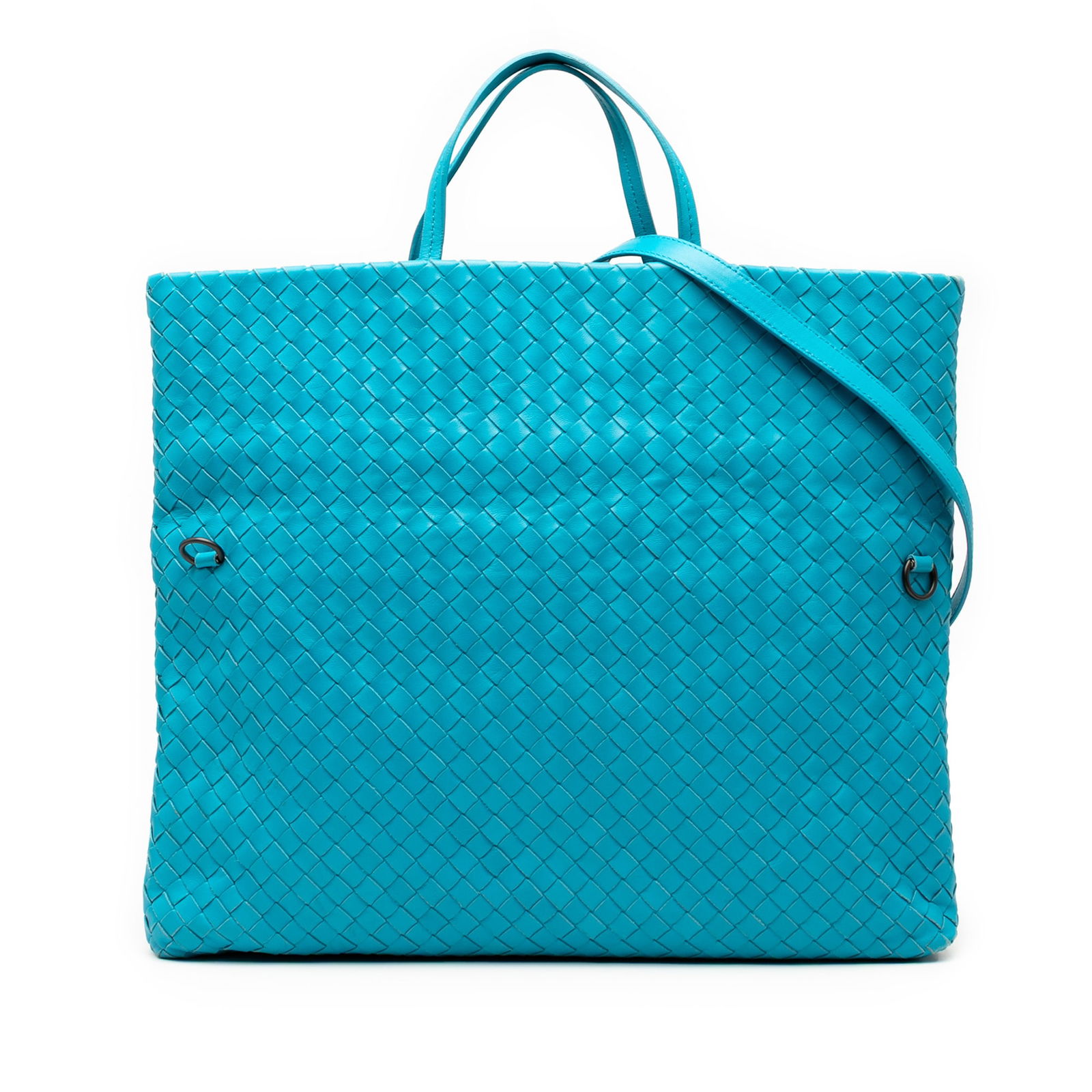 Bottega Veneta Blue Nappa Intrecciato Fold Over Tote Bag (1 of 9)