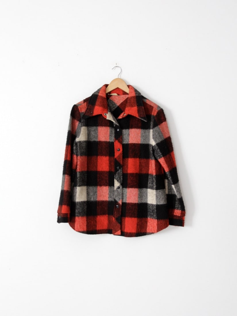 1970s Alex Colman Vintage Buffalo Check Wool Shirt Jacket (1 of 5)