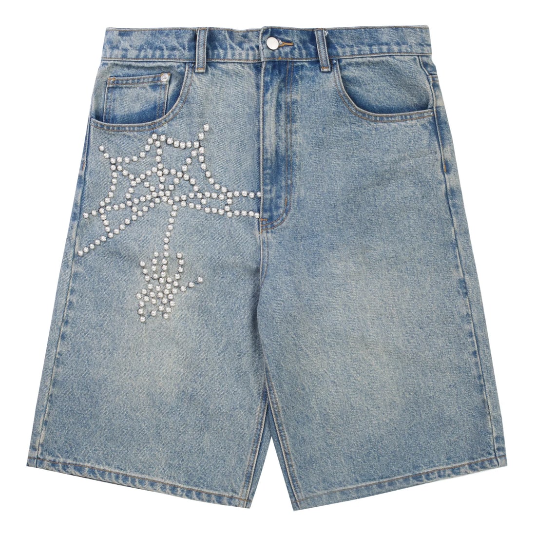 Boredom Kills BK Spider Indigo Denim Shorts Relaxed Fit Summer Style (1 of 2)