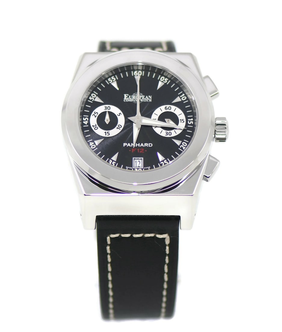 European Company Watch Panhard Stainless Steel 41mm Leather Band Authentic (1 of 5)