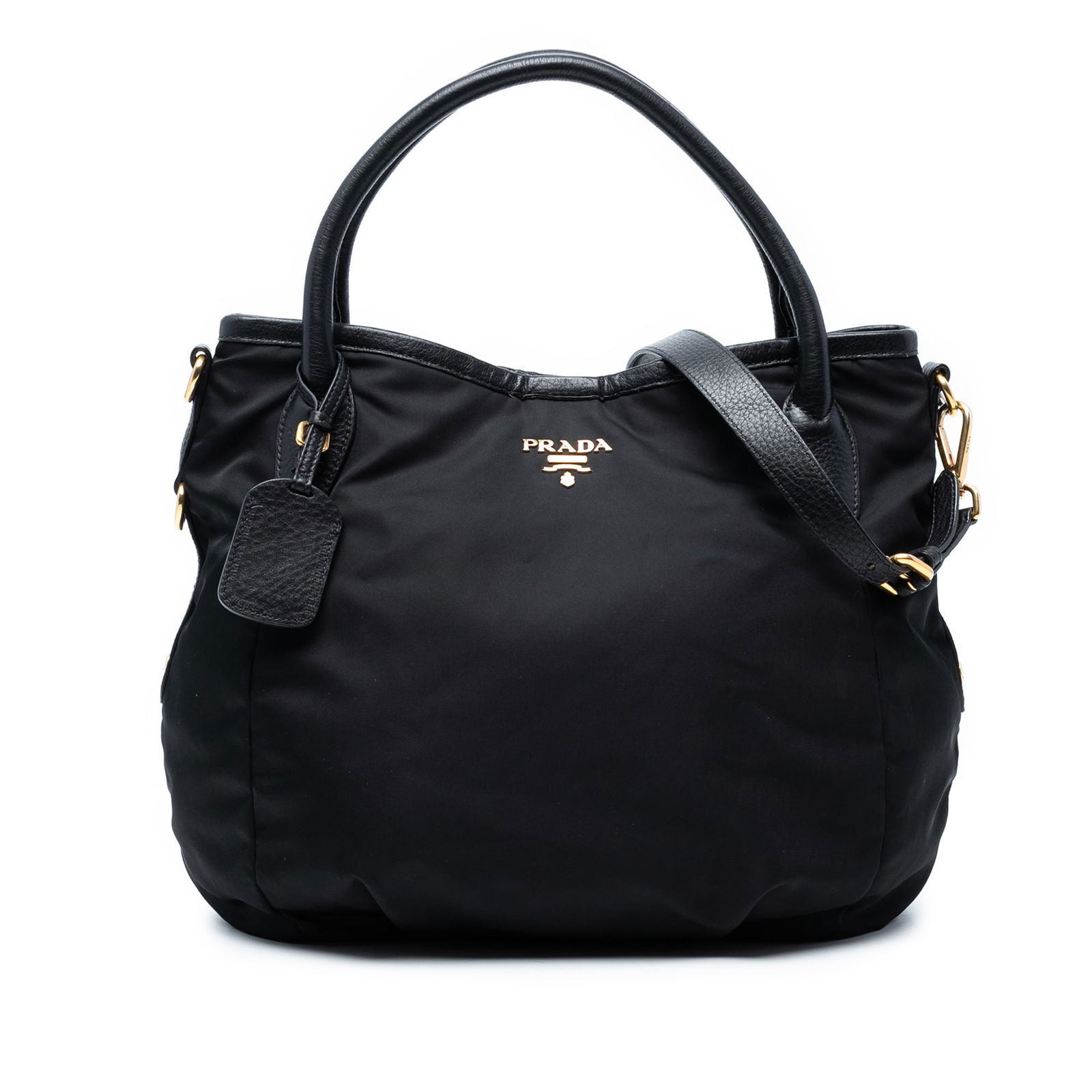 Prada Tessuto Black Nylon Satchel with Leather Handles (1 of 8)