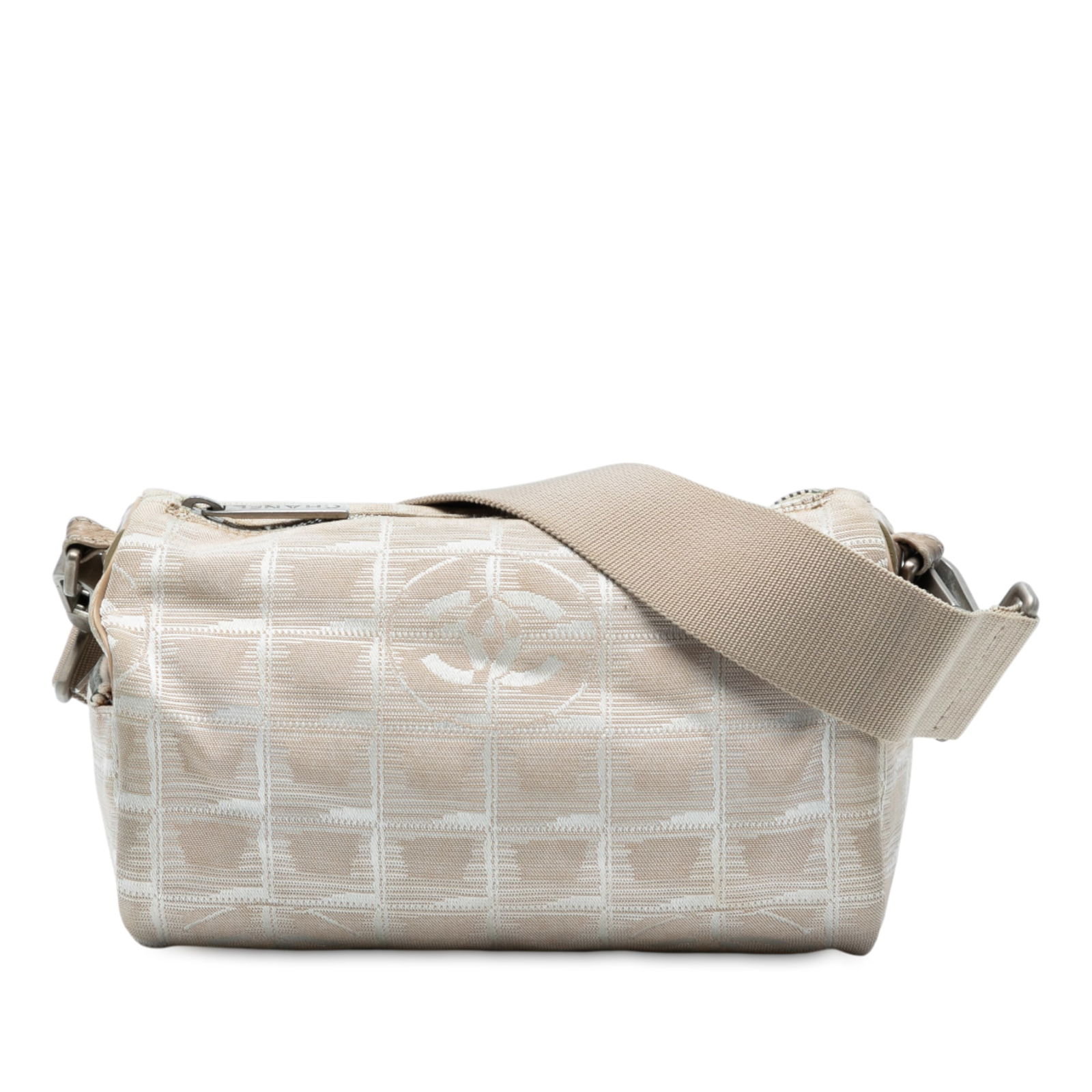 Chanel New Travel Line Cylinder Crossbody Bag Brown Fabric: Chanel New Travel Line Cylinder Crossbody Bag Brown Fabric Introducing the Chanel New Travel Line Cylinder Bag, a stylish and functional accessory crafted from durable canvas. This crossbody bag featu