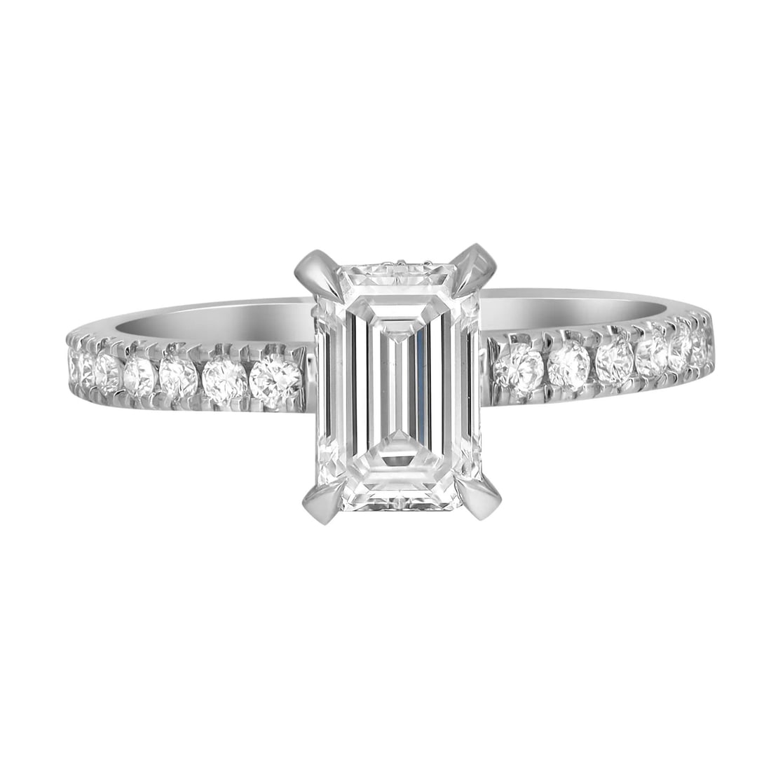 Rachel Koen Emerald Cut Lab Grown Diamond Engagement Ring 14K White Gold GIA Certified (1 of 5)