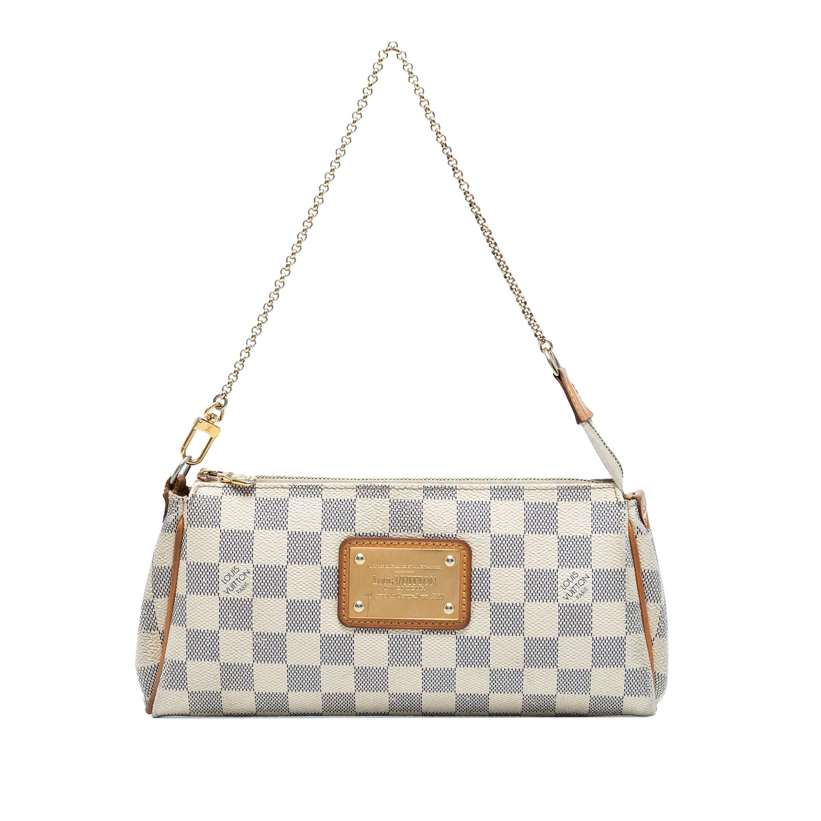 Louis Vuitton Damier Azur Eva Bag with Removable Chain Handle: Louis Vuitton Damier Azur Eva Bag with Removable Chain Handle The Louis Vuitton Damier Azur Eva is a stylish and versatile bag crafted from damier azur canvas. This chic bag features a removable chain