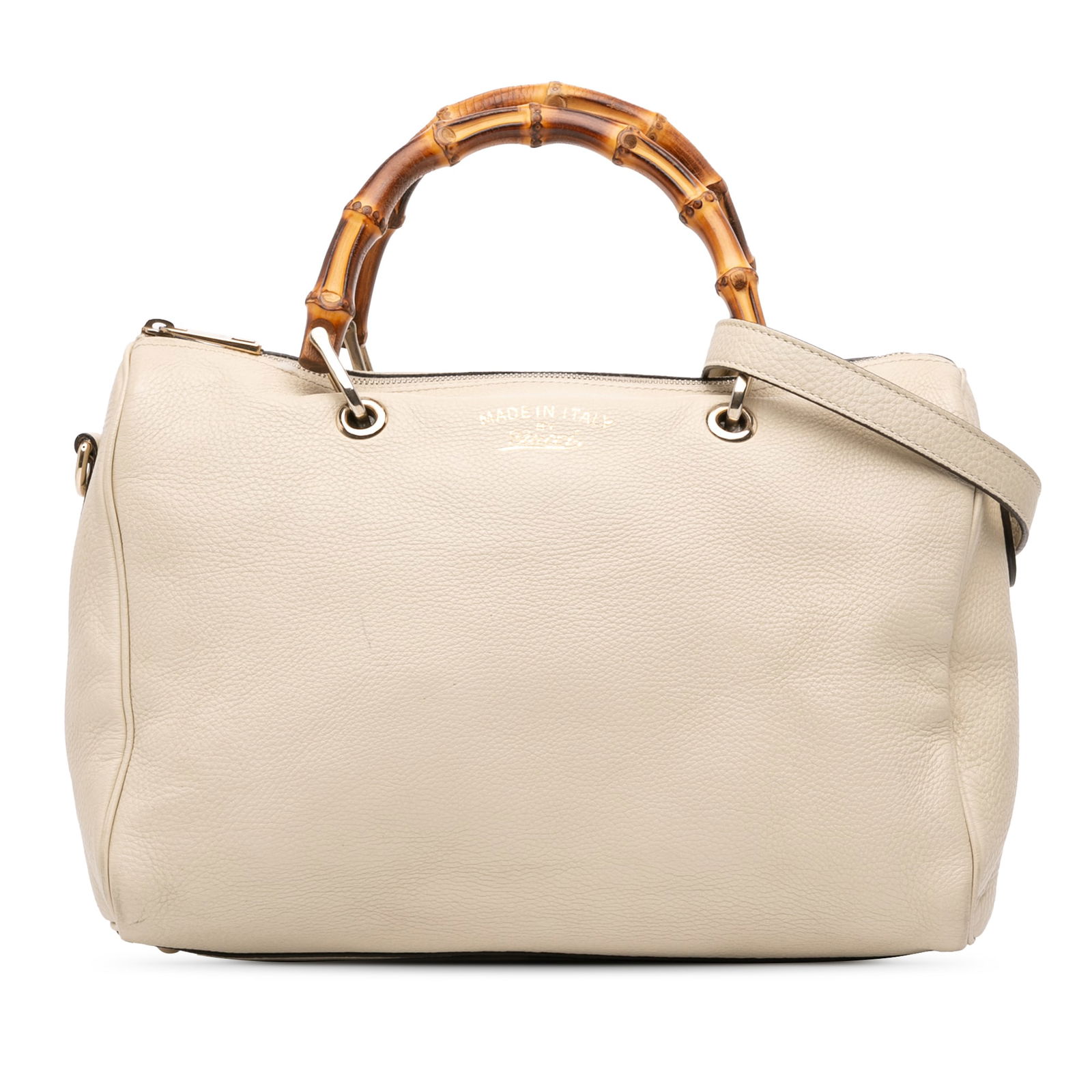Gucci Medium Bamboo Shopper Bag in White Calfskin (1 of 11)