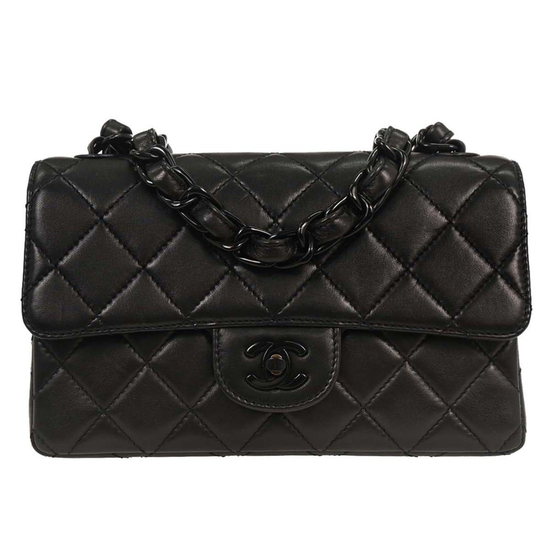 Chanel Black Lambskin Quilted Turnlock Shoulder Bag: Chanel Black Lambskin Quilted Turnlock Shoulder Bag Experience luxury with this Chanel Black Lambskin Turnlock Shoulder Bag. Crafted from premium lambskin leather, this stylish bag features a quilted