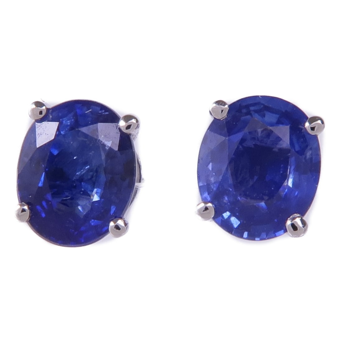 JEWELRY 18K White Gold Blue Crystal Pierced Earrings (1 of 7)