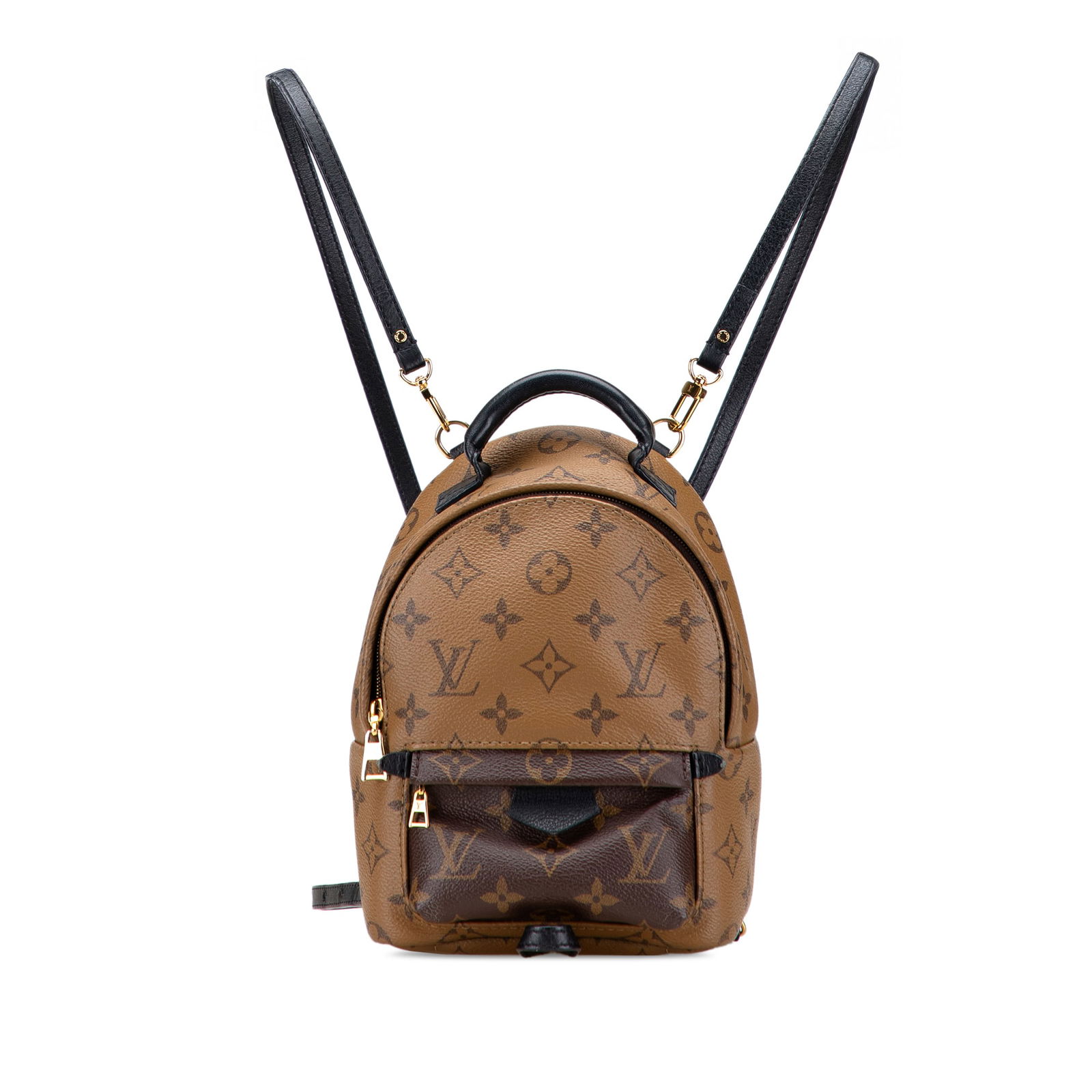 Louis Vuitton Monogram Reverse Mini Palm Springs Backpack Brown Canvas: Louis Vuitton Monogram Reverse Mini Palm Springs Backpack Brown Canvas The Louis Vuitton Monogram Reverse Mini Palm Springs is a stylish and functional backpack crafted from durable monogram reverse c