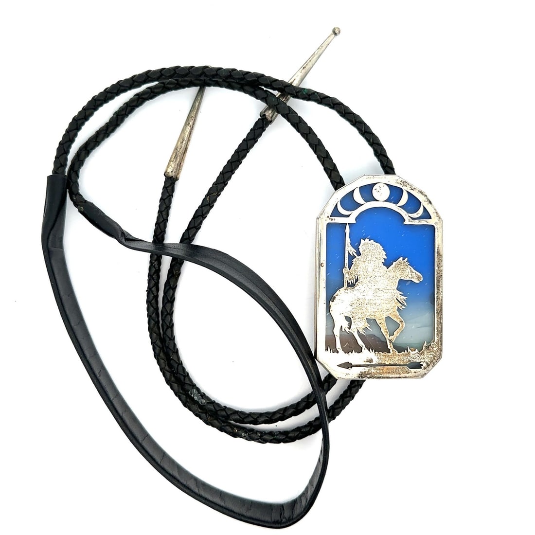 Native American Sterling Silver Bolo Tie Riding Horse Night Scape (1 of 6)
