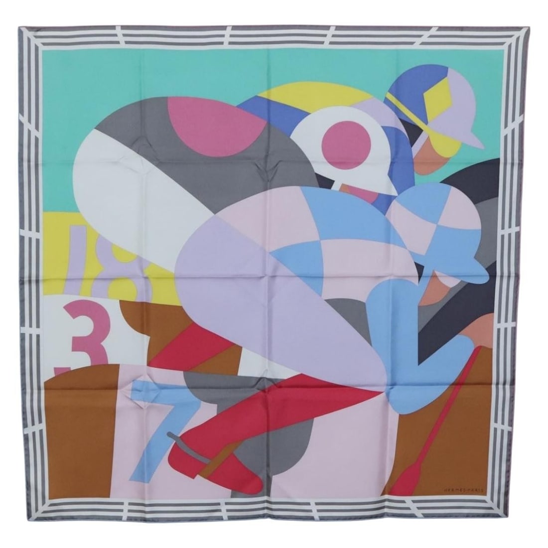 HERMES Carre 90 Gray Silk Scarf Auth 133739 Made in France (1 of 14)