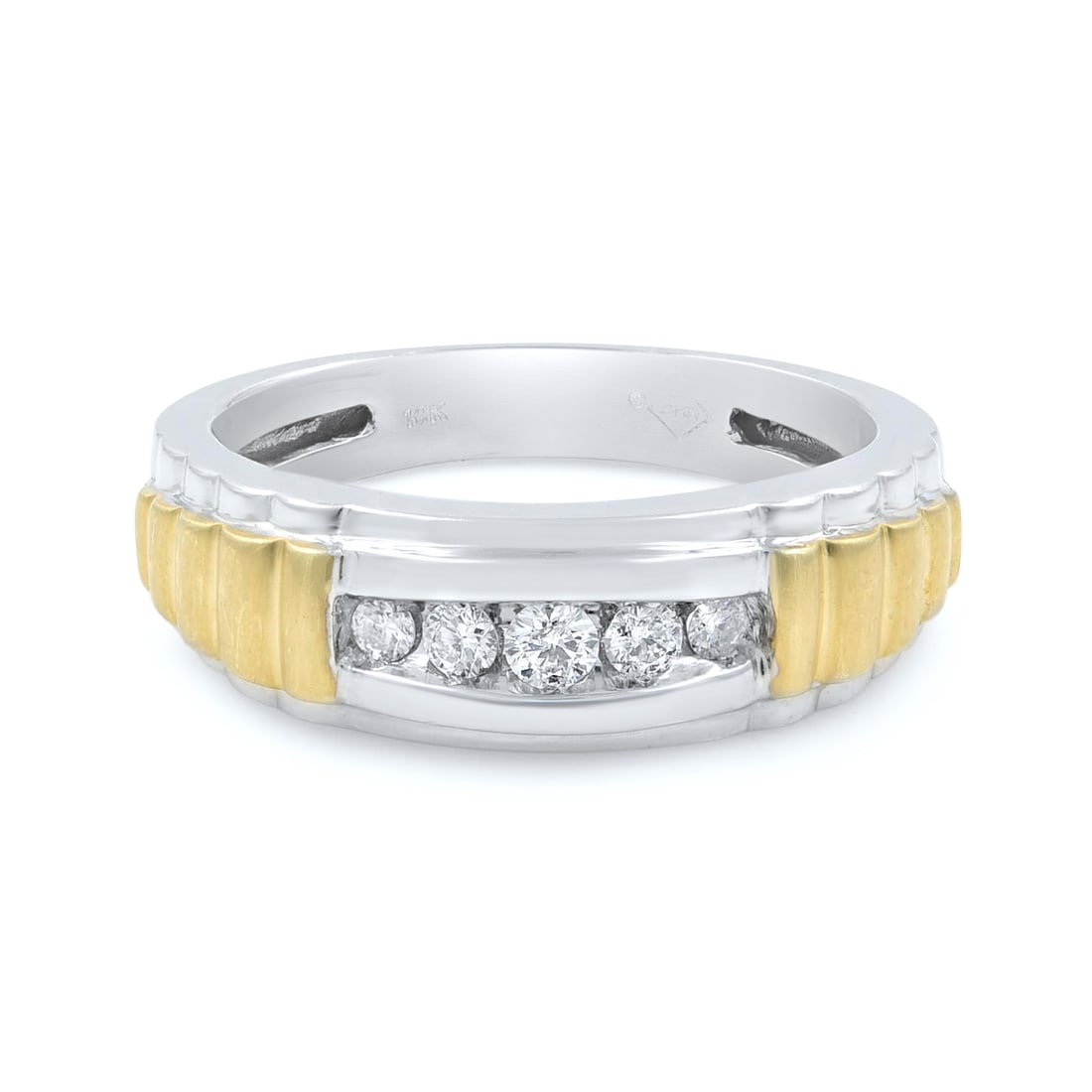 Rachel Koen 10k White Gold Men's Wedding Band 0.40ct Round Diamonds: Rachel Koen 10k White Gold Men's Wedding Band 0.40ct Round Diamonds This exquisite men's wedding band by Rachel Koen features a stunning round cut diamond set in luxurious 10k white gold. The ring sho