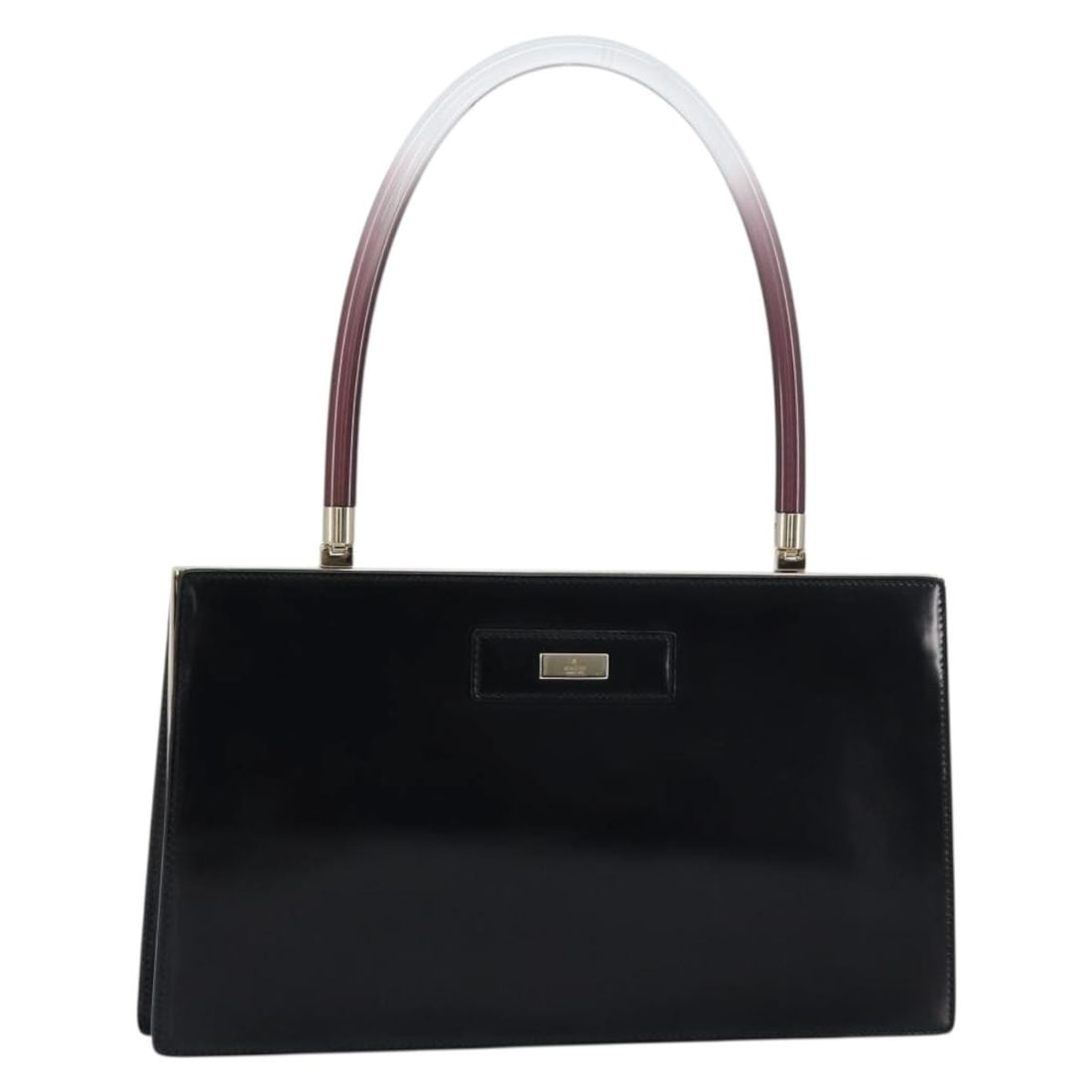 GUCCI Black Leather Hand Bag with Gold Accents Authentic: GUCCI Black Leather Hand Bag with Gold Accents Authentic This authentic GUCCI hand bag showcases a luxurious blend of black leather with gold accents, embodying Italian craftsmanship and elegance.