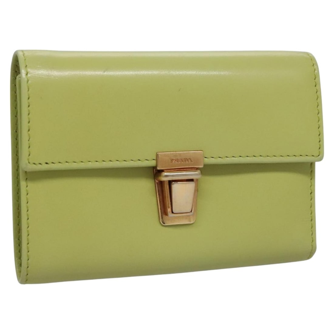 PRADA Leather Wallet Green Gold Auth Italy 104498 (1 of 18)