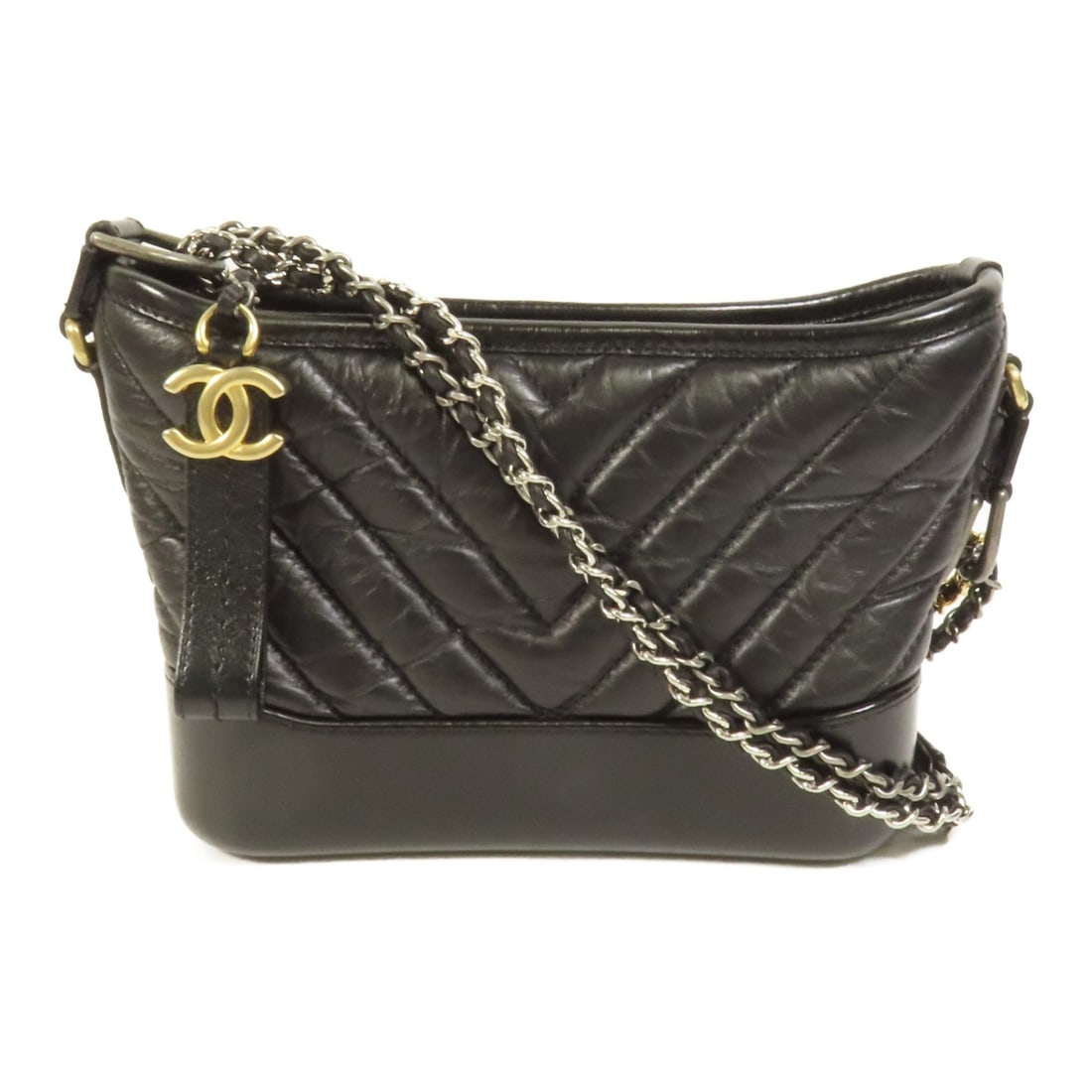 CHANEL Gabrielle Small Black Calfskin Chain Shoulder Bag (1 of 15)