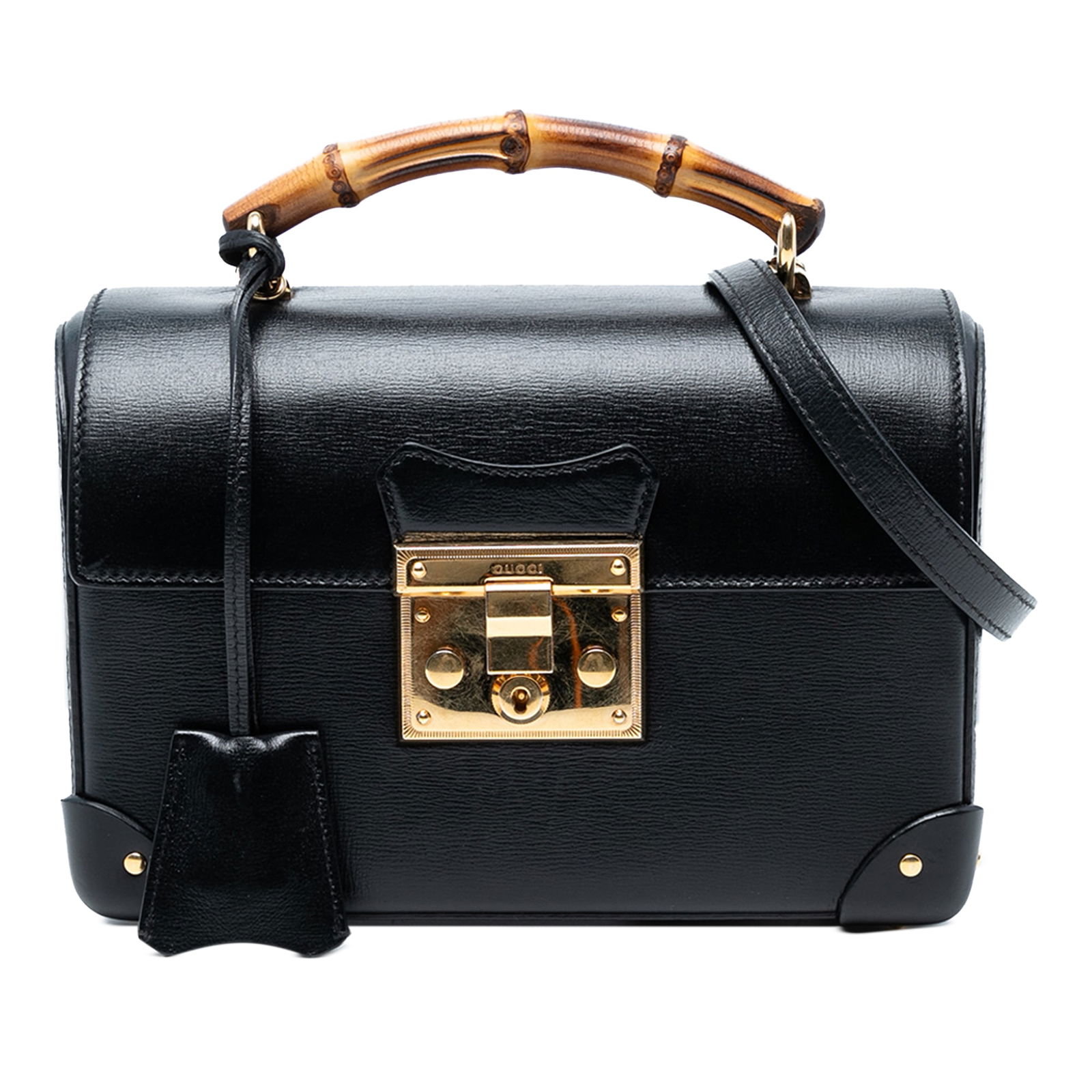 Gucci Small Leather Bamboo Padlock Satchel Black Italy: Gucci Small Leather Bamboo Padlock Satchel Black Italy This Gucci Small Leather Bamboo Padlock Satchel combines elegance with practicality. Crafted from high-quality leather, it features a distinctive