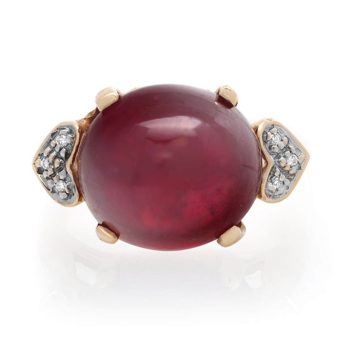 Rachel Koen 15.30ct Cabochon Ruby Diamond Ring 14K Yellow Gold Adjustable (1 of 5)