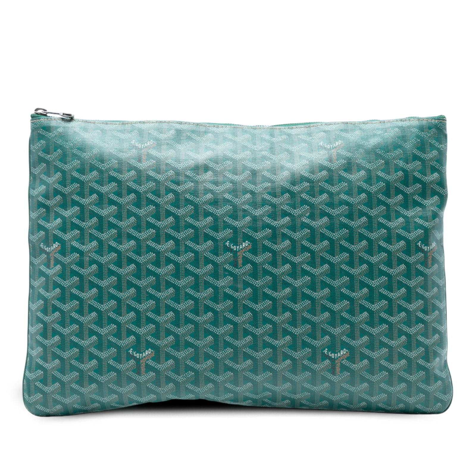 Goyard Goyardine Senat GM Green Coated Canvas Bag: Goyard Goyardine Senat GM Green Coated Canvas Bag Introducing the Goyardine Senat GM, a stylish and functional bag crafted from high-quality coated canvas. This bag showcases a vibrant green color, pe