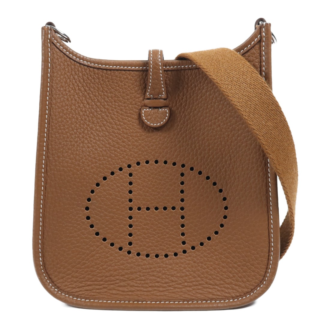 HERMES Evelyne TPM Shoulder Bag Calfskin Leather Brown: HERMES Evelyne TPM Shoulder Bag Calfskin Leather Brown The HERMES Evelyne TPM Shoulder Bag showcases exquisite craftsmanship, made from high-quality calfskin leather in a rich brown color. This stylis