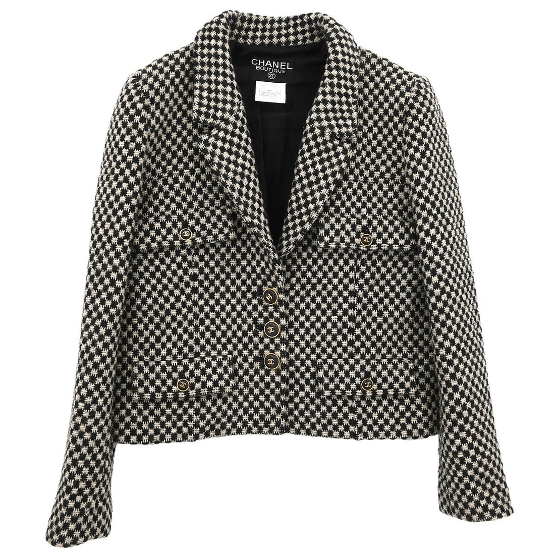 Chanel Vintage Brown Wool Single Breasted Jacket 95A #40: Chanel Vintage Brown Wool Single Breasted Jacket 95A #40 Elevate your winter wardrobe with this vintage Chanel single-breasted jacket. Crafted from 100% wool, this mid-length jacket features a classic