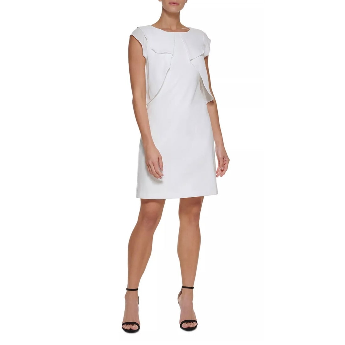 DKNY Women's Petite Ivory High Low Crewneck Dress 8P Sleeveless: DKNY Women's Petite Ivory High Low Crewneck Dress 8P Sleeveless Elevate your wardrobe with this stunning DKNY Women's Petite Split-Overlay High Low Crewneck Dress in Ivory. Designed with a flattering