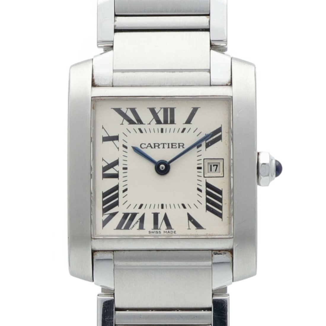 CARTIER Tank Francaise Quartz Wristwatch Stainless Steel White Dial: CARTIER Tank Francaise Quartz Wristwatch Stainless Steel White Dial The CARTIER Tank Francaise Quartz Watch combines classic elegance with modern functionality. This wristwatch features a durable stai