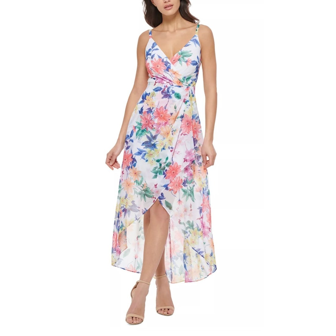 GUESS Women's Floral Chiffon Faux Wrap Dress Size 2 (1 of 4)