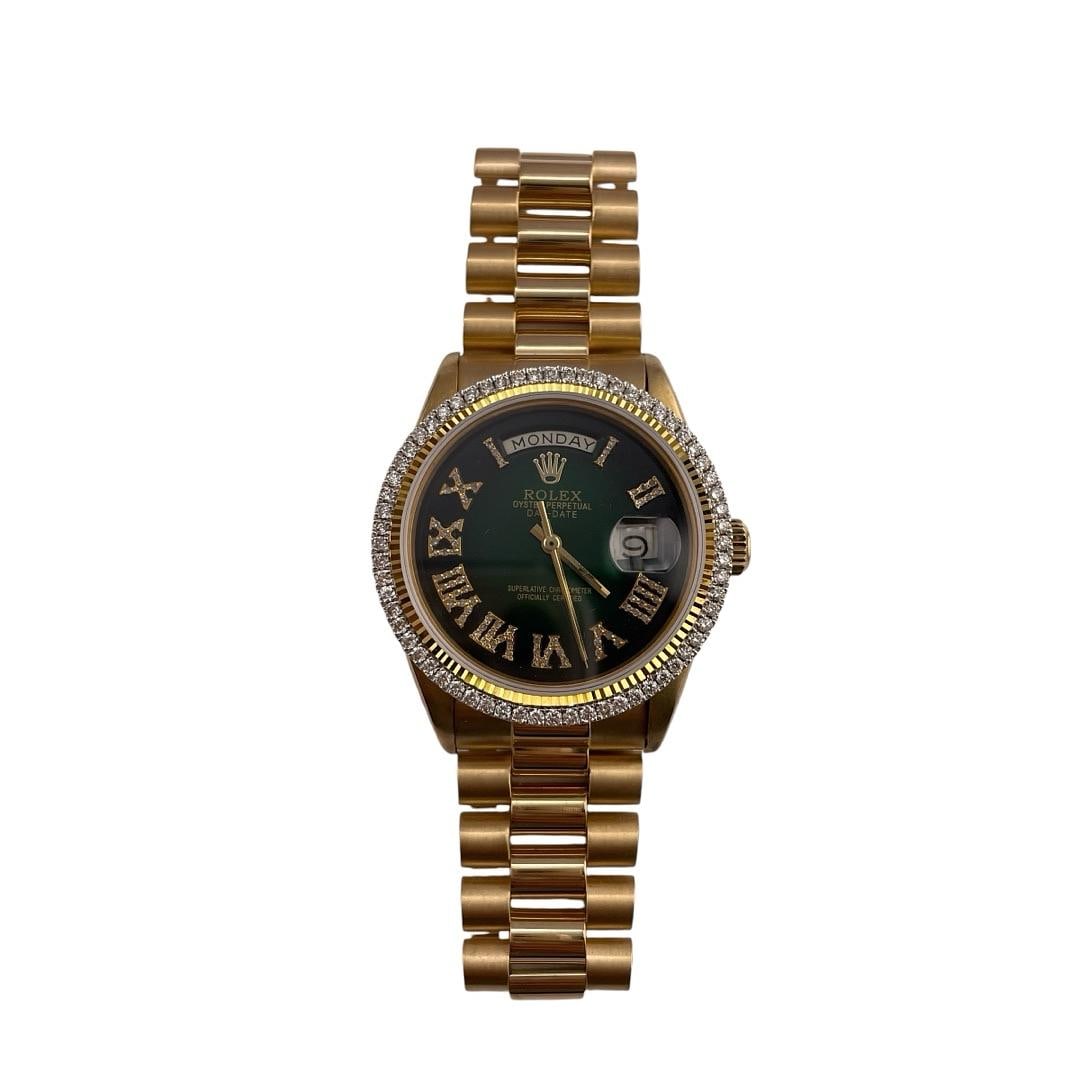 Rolex Day-Date President 1803 After Market Green Roman Dial Diamond Bezel (1 of 3)