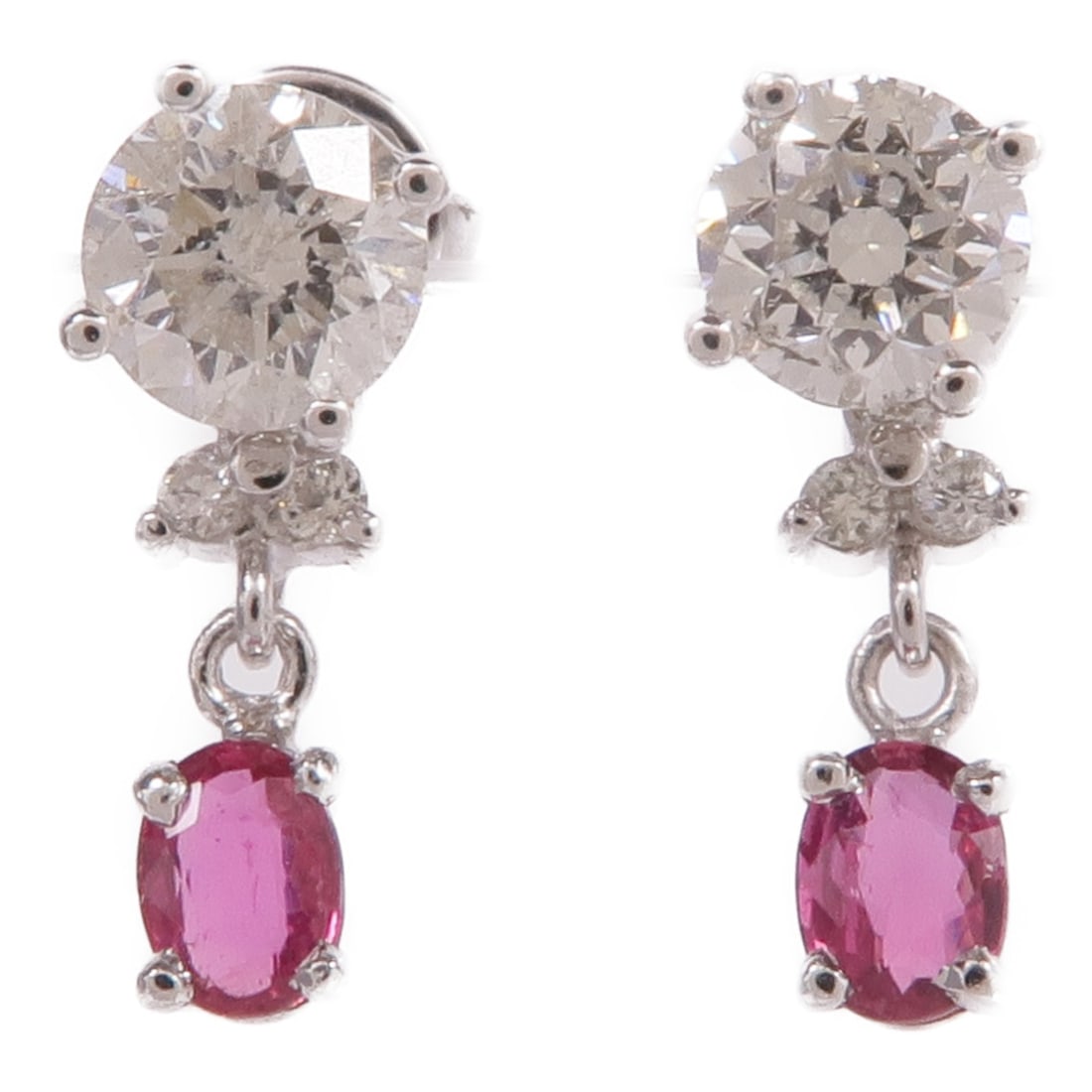 JEWELRY Ruby Diamond Earrings in 18K White Gold (1 of 7)