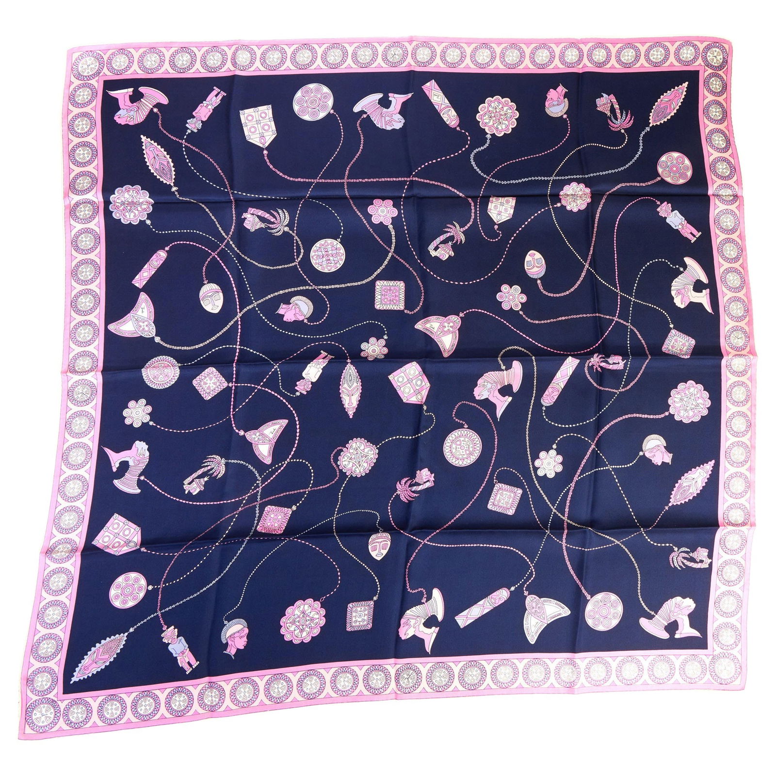 Emilio Pucci Vintage Navy Pink Silk Scarf 35 in Italy (1 of 4)