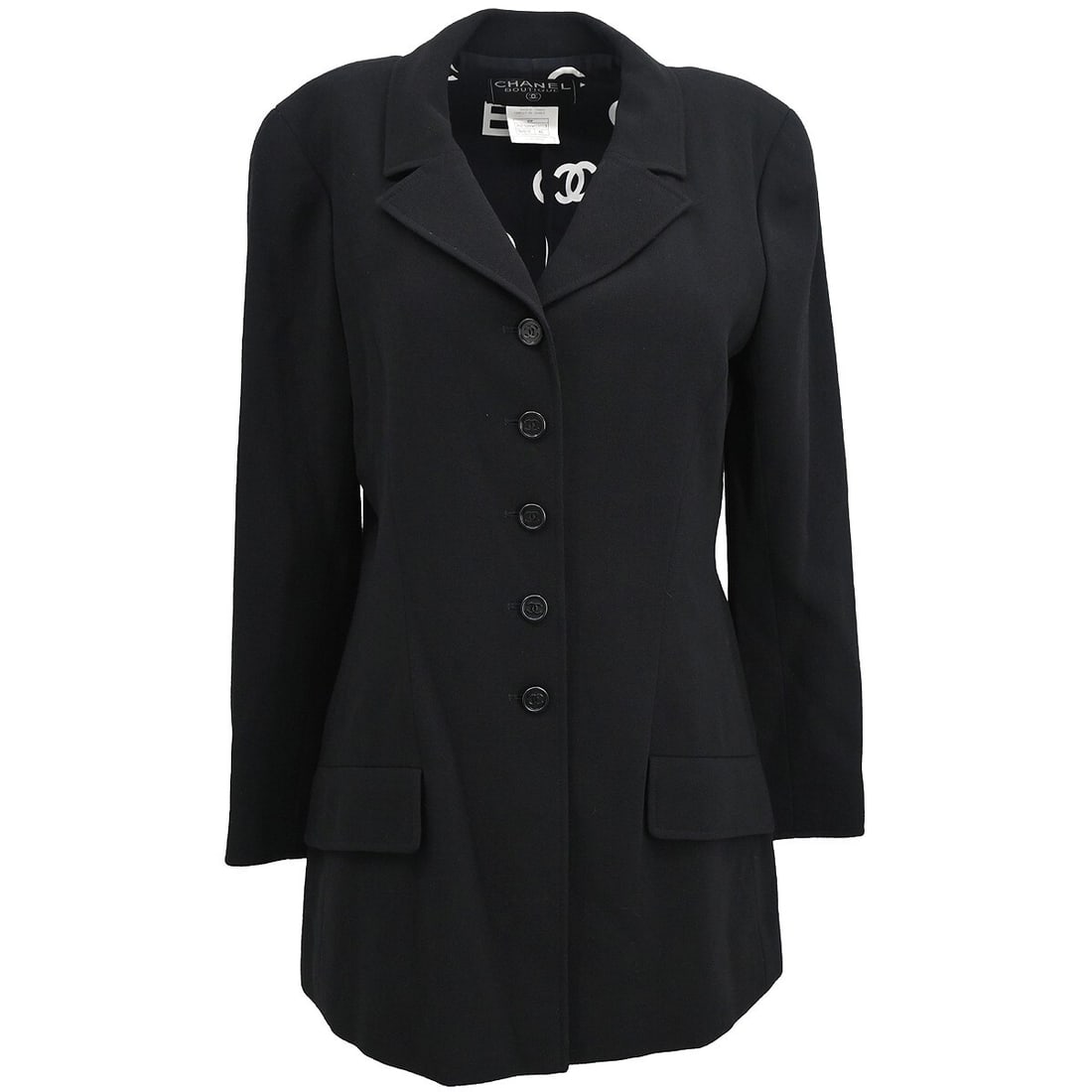 Chanel Vintage Black Wool Single Breasted Jacket Size 42 (1 of 10)