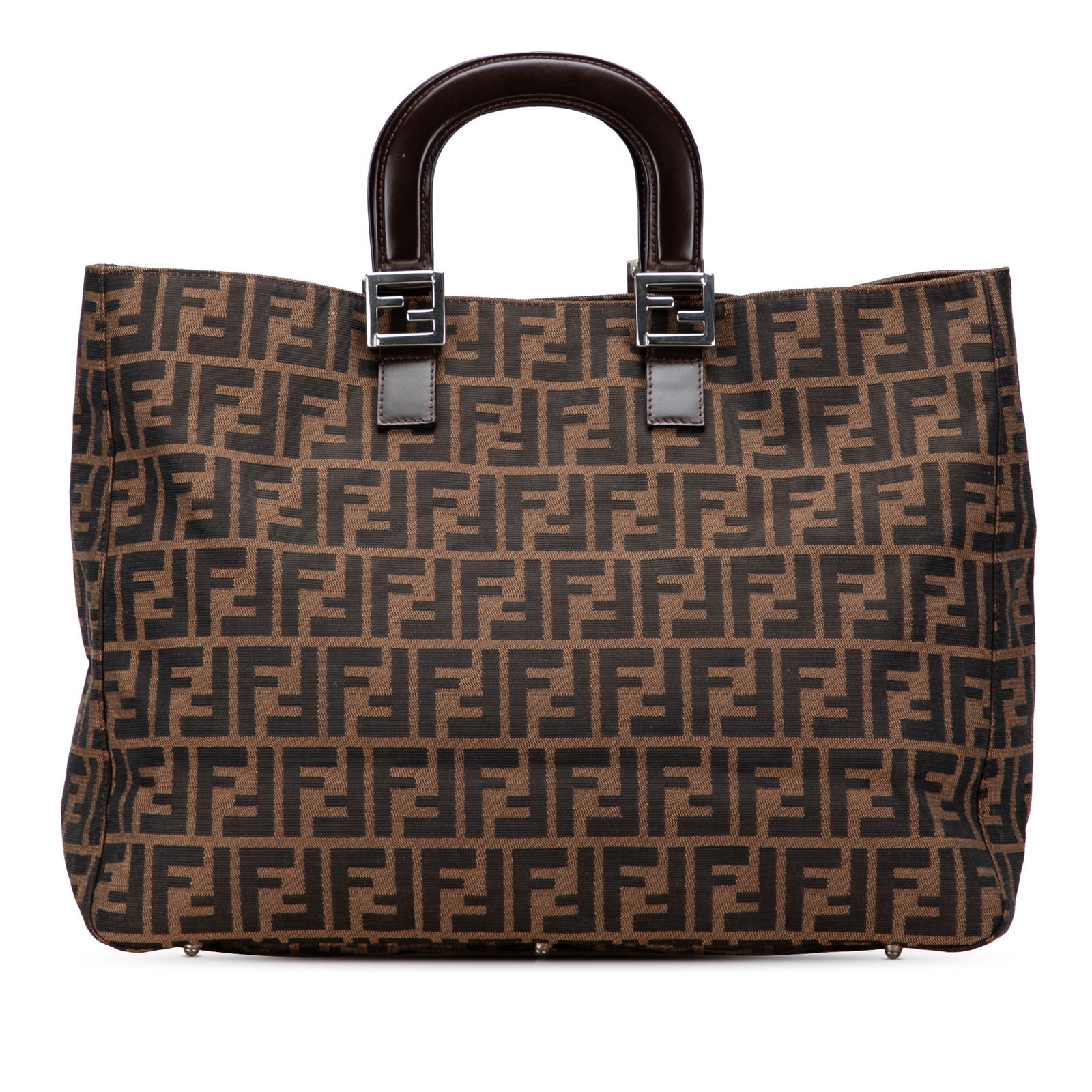 Fendi Large Zucca Canvas Twins Tote Bag Brown Fabric Italy: Fendi Large Zucca Canvas Twins Tote Bag Brown Fabric Italy This Fendi Large Zucca Canvas Twins Tote is a stylish and functional accessory, featuring a durable canvas body with a distinctive Zucca prin
