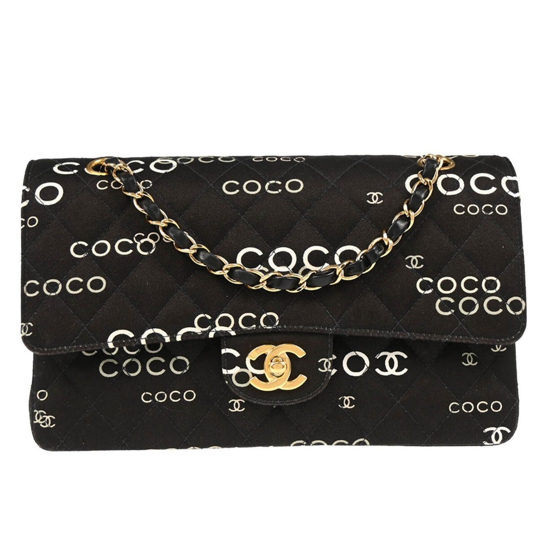 Chanel Black Caviar Classic Double Flap Medium Shoulder Bag: Chanel Black Caviar Classic Double Flap Medium Shoulder Bag Introducing the Chanel Black Canvas COCO Medium Classic Double Flap Shoulder Bag, a timeless accessory that embodies elegance and sophistica