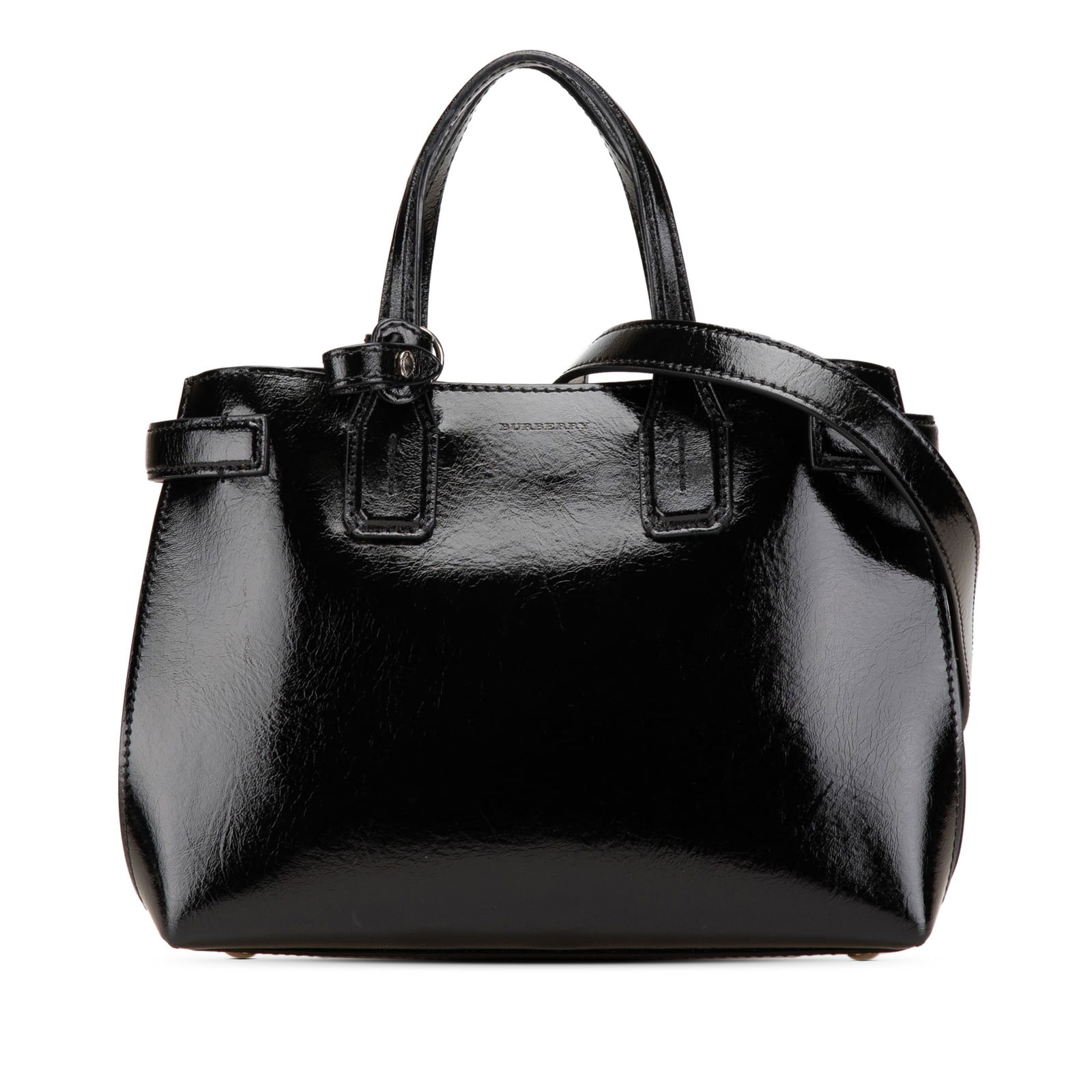 Burberry Small Soft Calfskin Banner Satchel Black Leather Bag: Burberry Small Soft Calfskin Banner Satchel Black Leather Bag Introducing the Burberry Small Soft Calfskin Banner Satchel, a timeless accessory crafted from high-quality leather. This chic bag feature