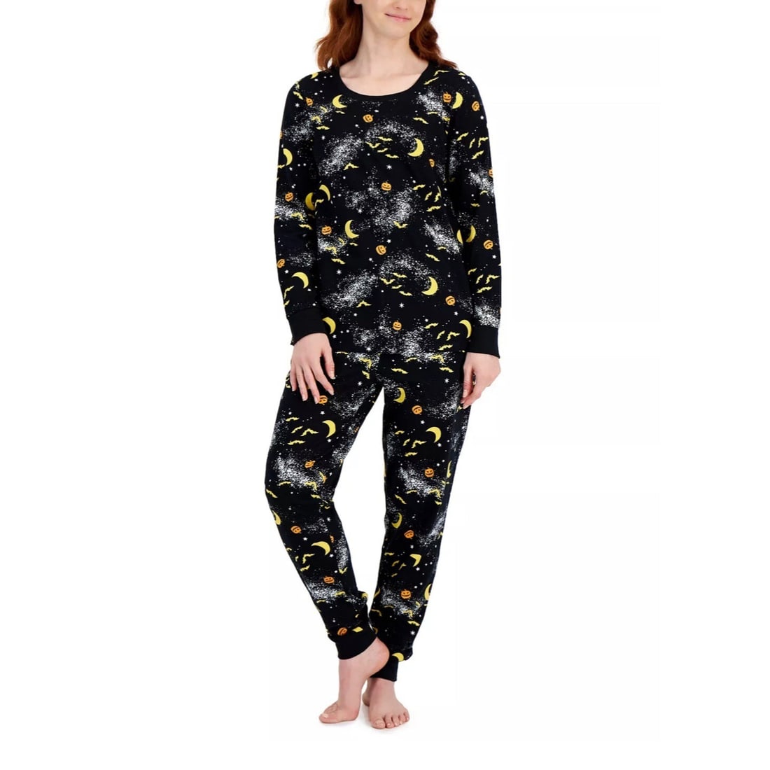 Halloween Themed Women's Matching Pajama Set by Family Pajamas: Halloween Themed Women's Matching Pajama Set by Family Pajamas Get ready for Halloween fun with this matching Women's Halloween Spooky Night Family Pajama Set. Made from a comfortable blend of cotton