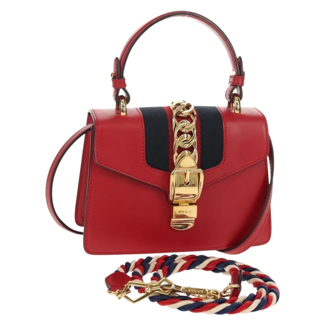 GUCCI Silvi Sherry Line Leather Hand Bag Red Gold 470270 Auth: GUCCI Silvi Sherry Line Leather Hand Bag Red Gold 470270 Auth Elevate your accessory collection with the GUCCI Silvi Sherry Line Hand Bag. This exquisite handbag is crafted from high-quality leather i
