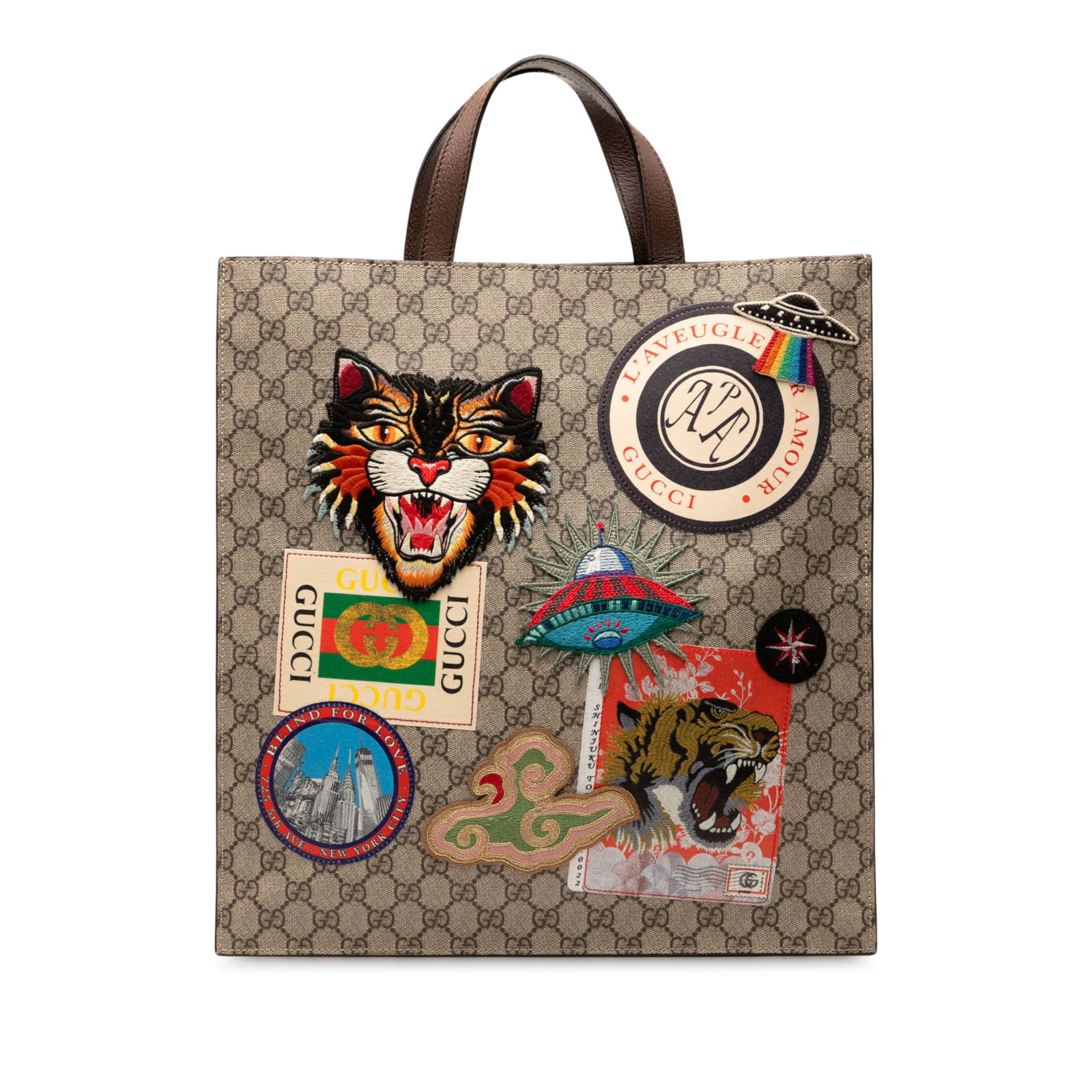 Gucci GG Supreme Night Courrier Vertical Satchel Brown Coated Canvas: Gucci GG Supreme Night Courrier Vertical Satchel Brown Coated Canvas This Gucci GG Supreme Night Courrier Vertical Satchel is a stylish and functional accessory crafted from durable coated canvas. It