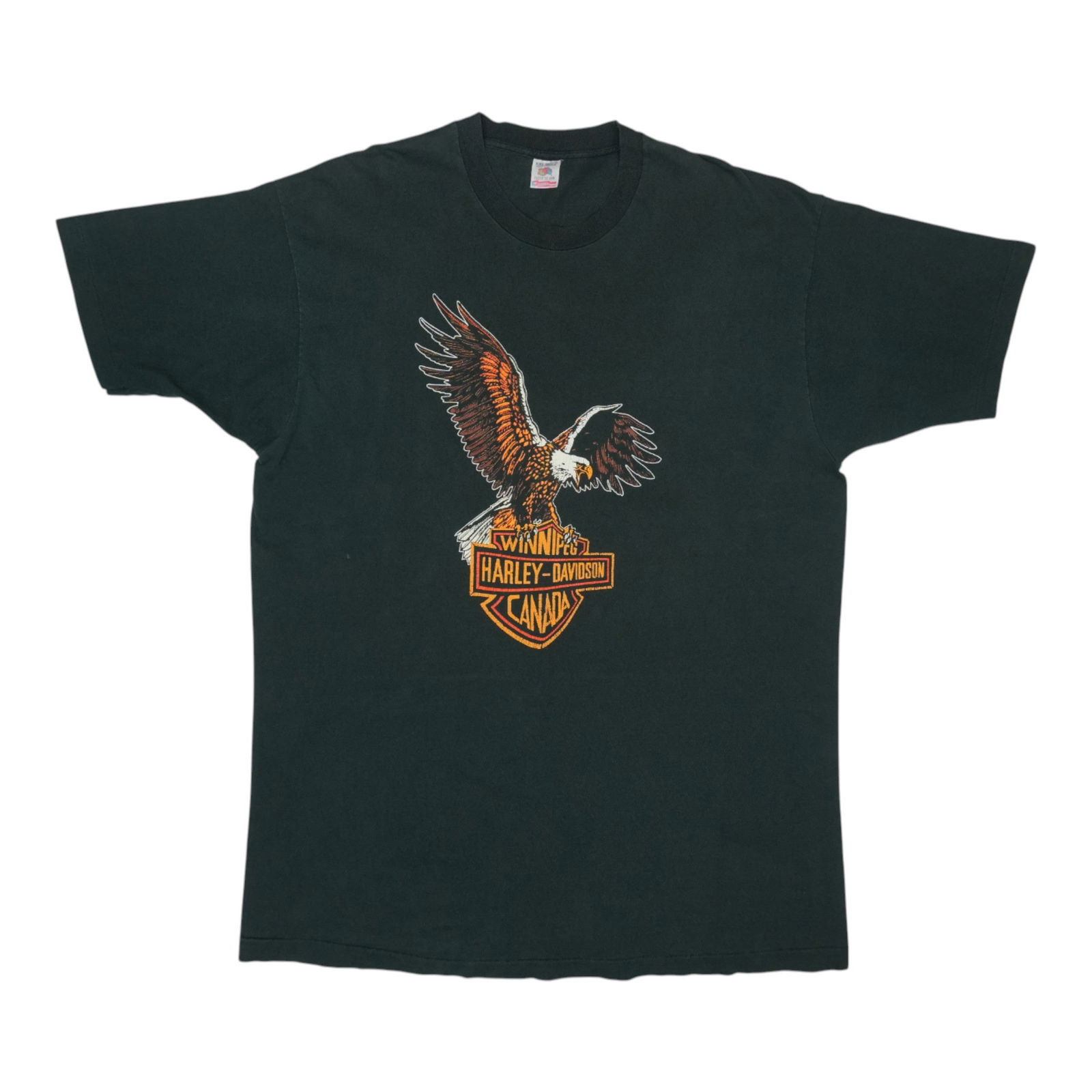 Vintage 1990s Harley Davidson Winnipeg Shirt Black Cotton XXL: Vintage 1990s Harley Davidson Winnipeg Shirt Black Cotton XXL This original vintage 1990s Harley Davidson shirt from Winnipeg, Canada is a must-have for collectors and fans alike. Crafted from 100% co